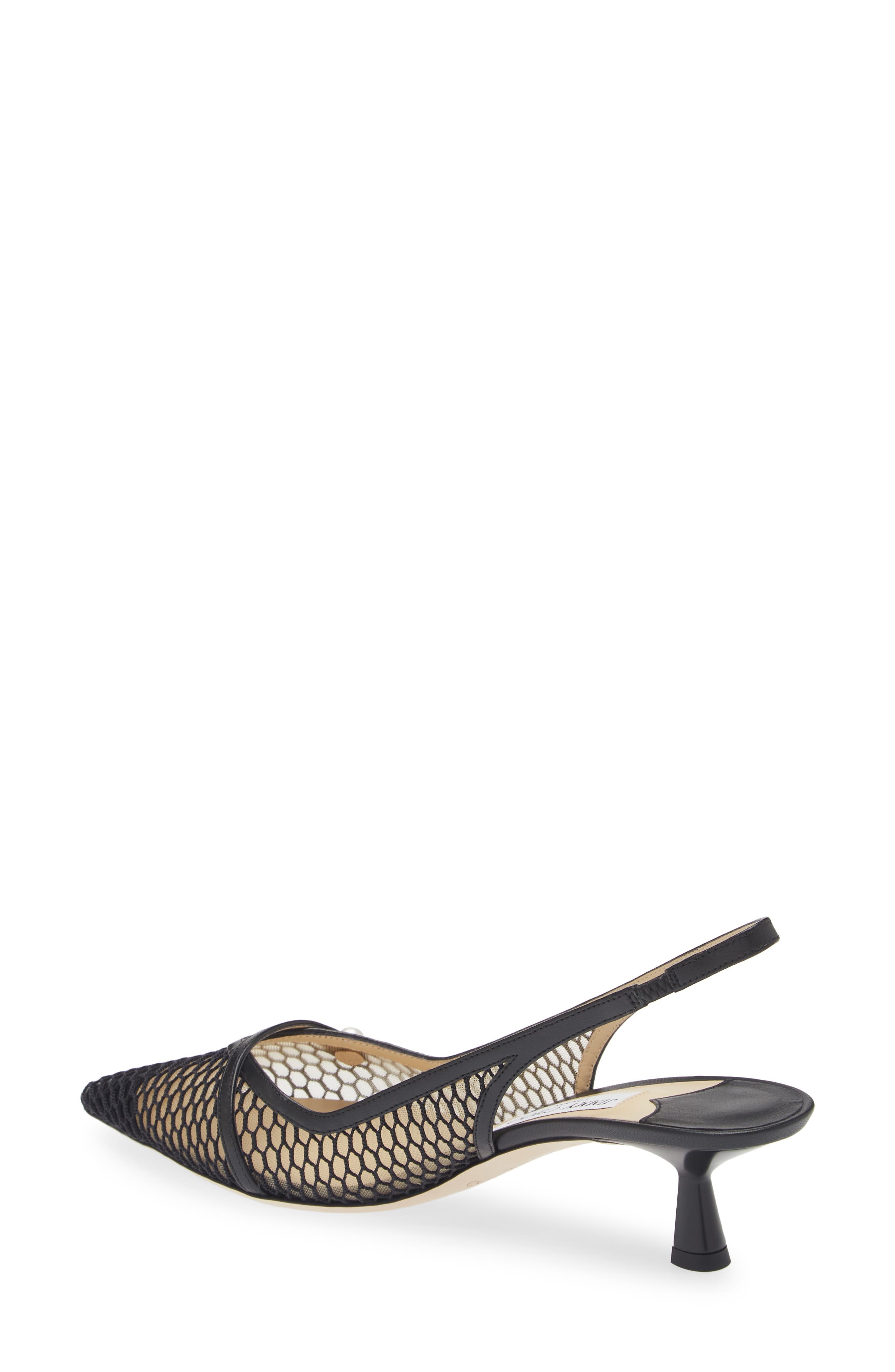 Jimmy Choo Amita Kitten Heel Pointed Toe Slingback Pump in Black/Black at Nordstrom - 2
