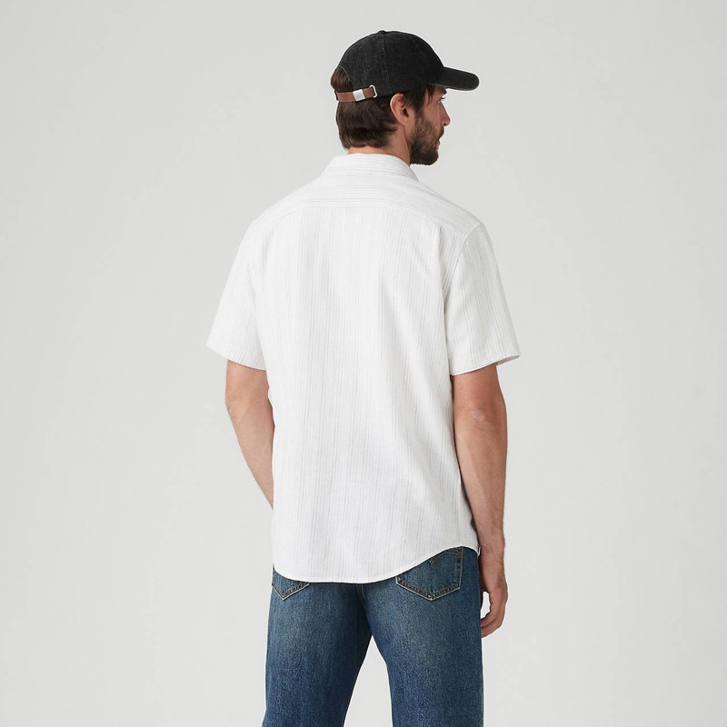 SHORT SLEEVE SUNSET COTTON LINEN ONE POCKET SHIRT 4