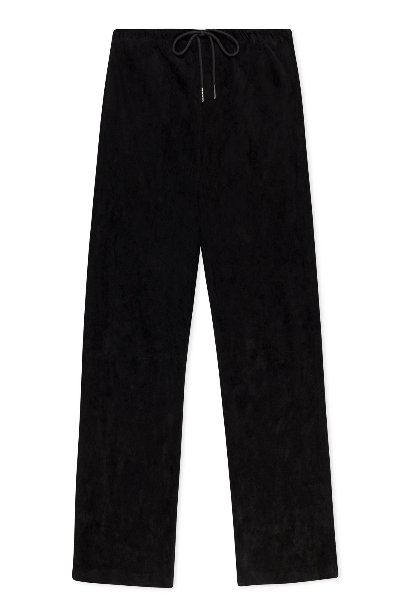 BLACK SUEDE STRAIGHT LEG PANTS - 4