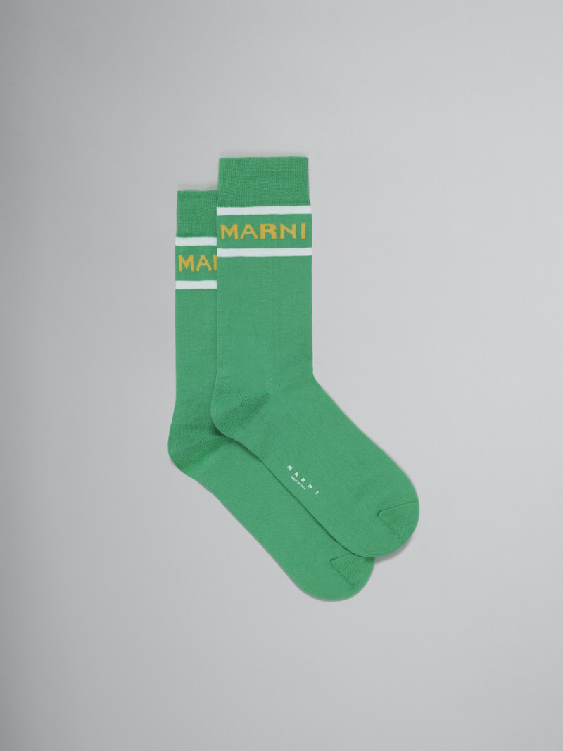 GREEN COTTON SOCKS WITH LOGO 1