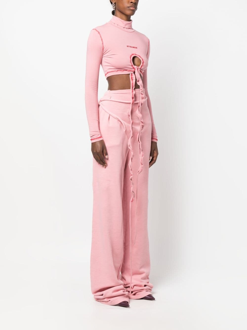 tie-fastening cropped top - 3