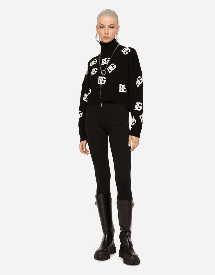 Cropped cashmere sweater with DG logo inlay - 4