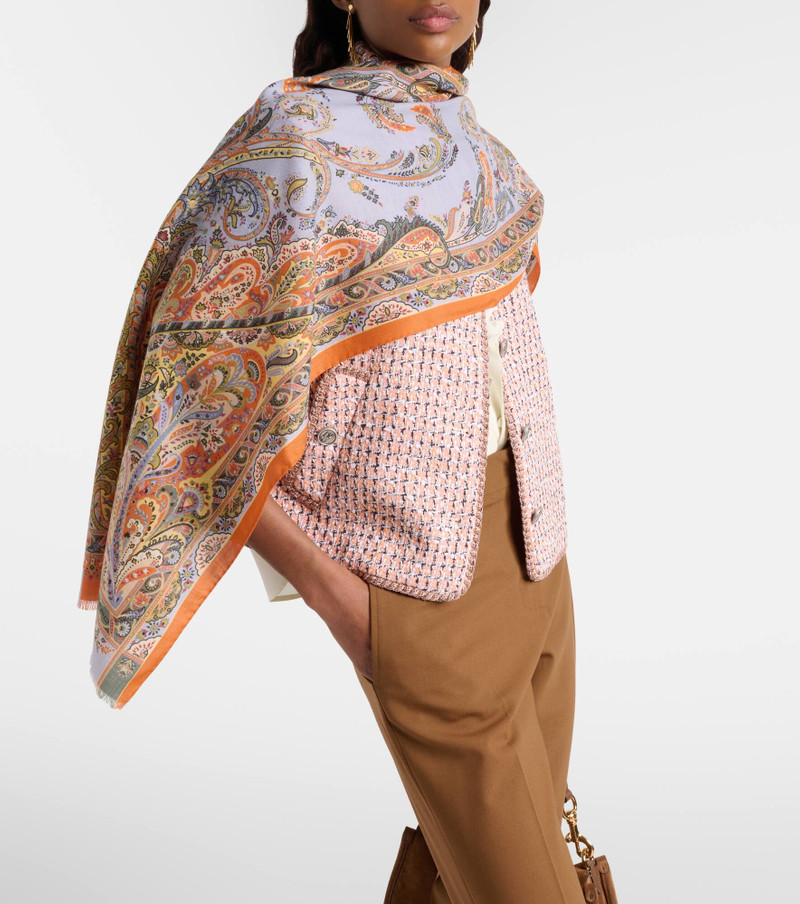 Floral wool and silk scarf 3