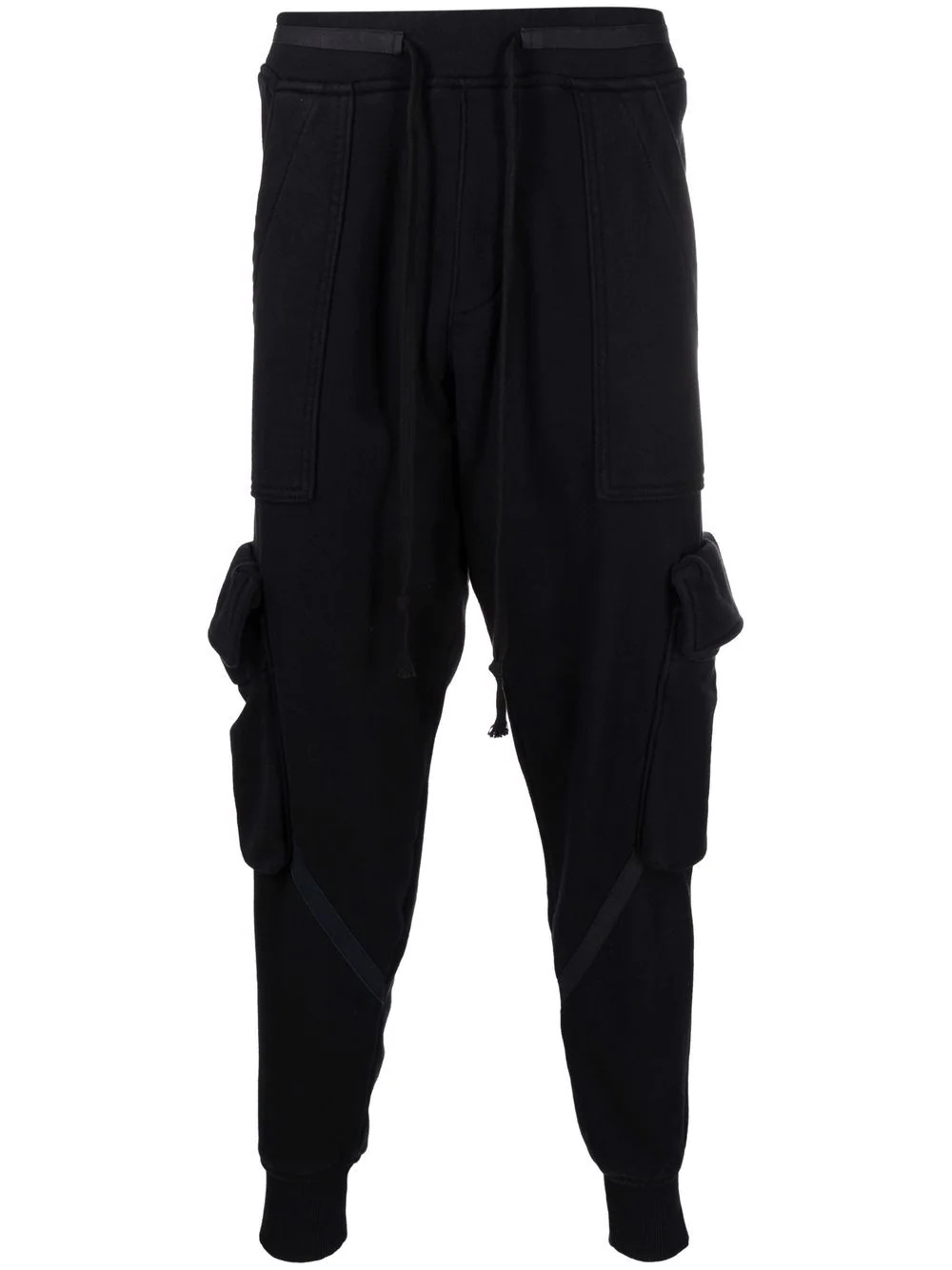 multiple-pocket cotton drop-crotch trousers - 1