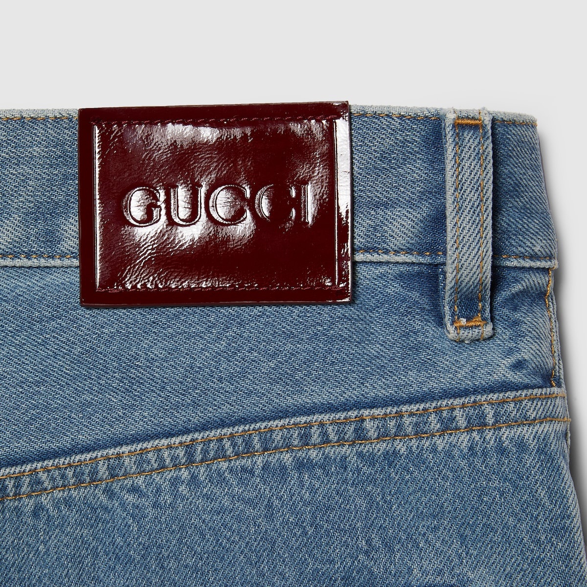 Denim pant with Gucci label - 7