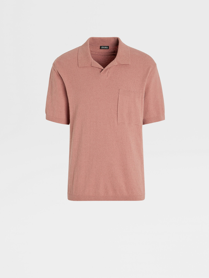 DUST PINK COTTON BLEND POLO SHIRT 1