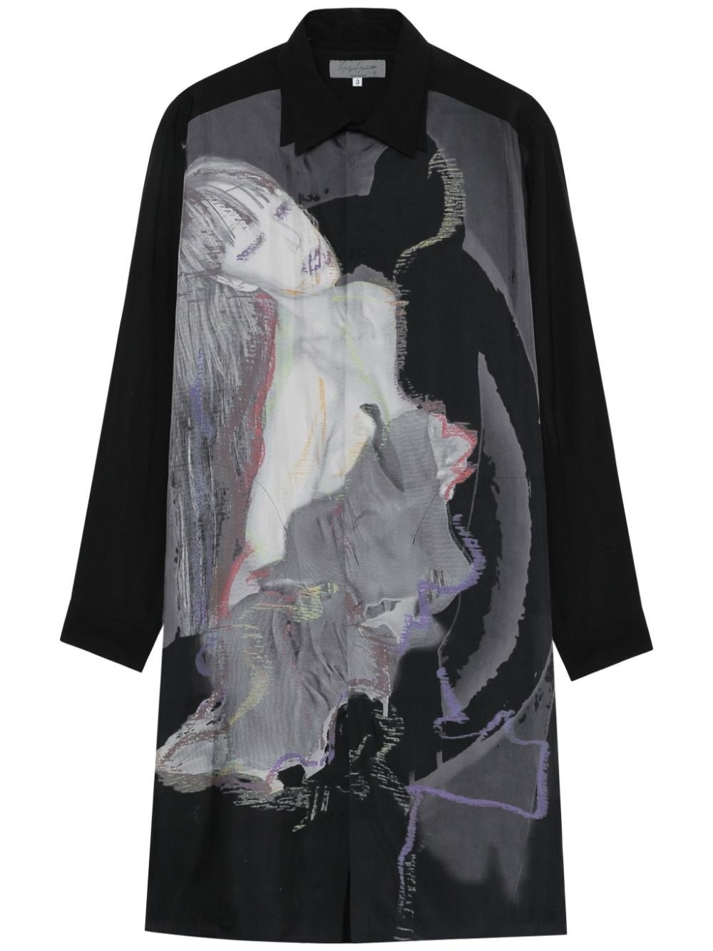 illustration-print shirt - 1