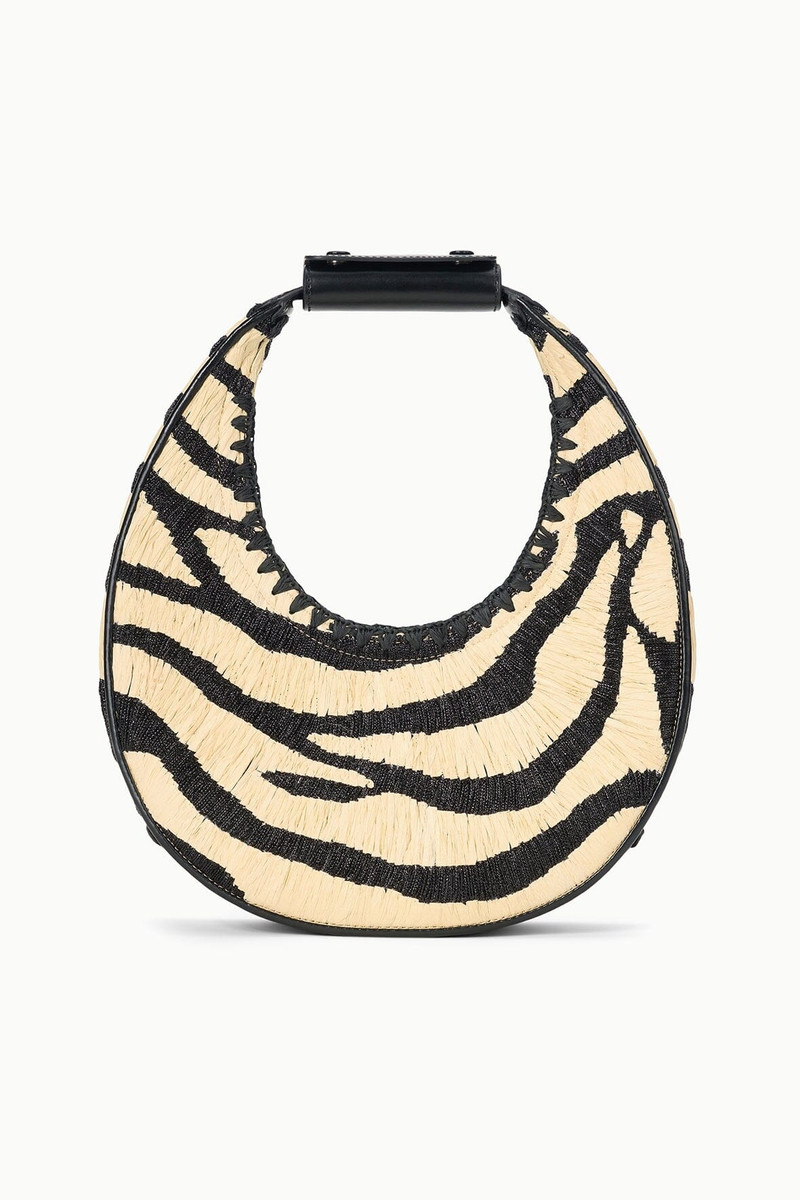 STAUD MOON TOTE BAG ZEBRA RAFFIA 1