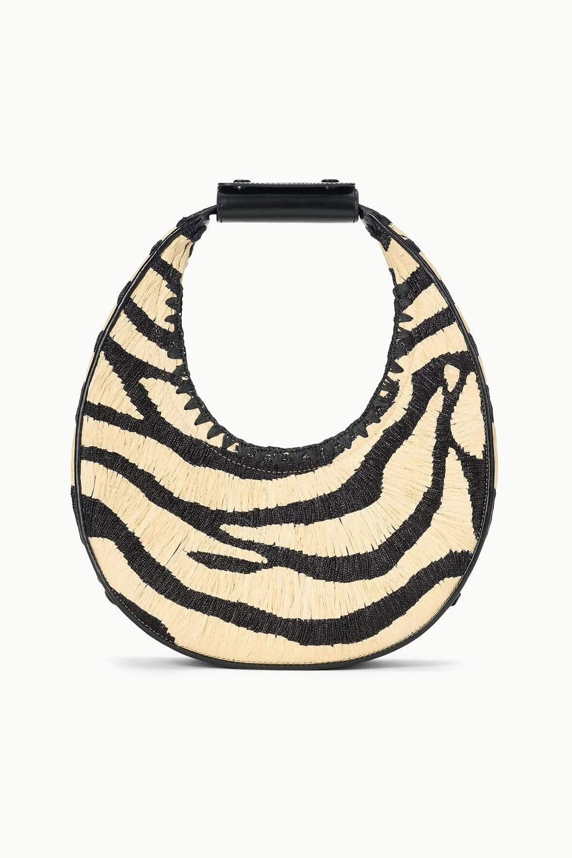 STAUD MOON TOTE BAG ZEBRA RAFFIA - 1
