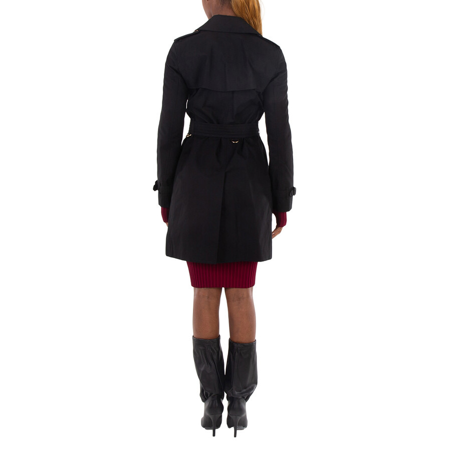 Burberry Ladies Black Double-breasted Belted Trench Coat - 6