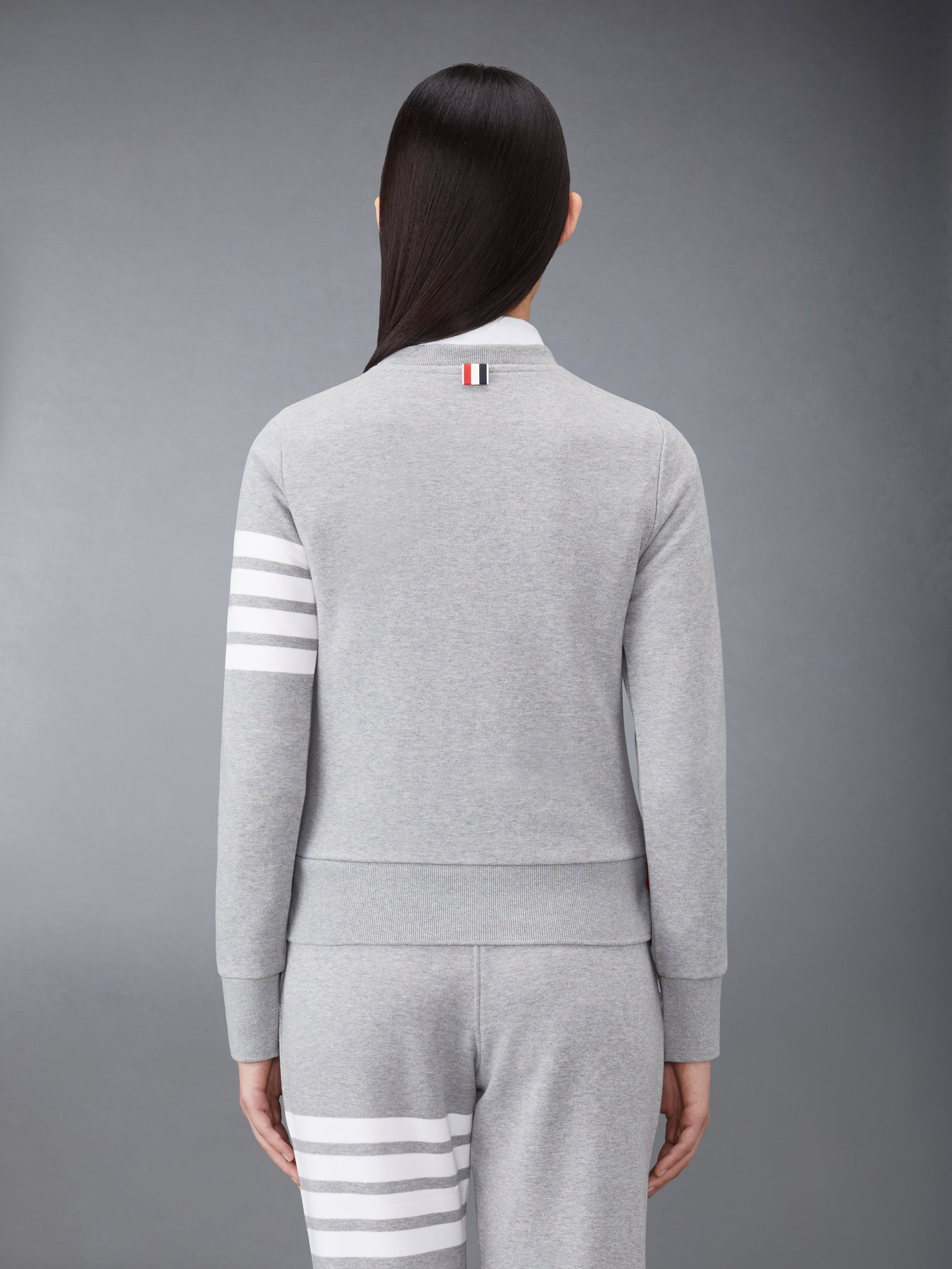Light Grey Loopback Jersey Knit Engineered 4-bar Stripe Crew Neck Pullover - 2