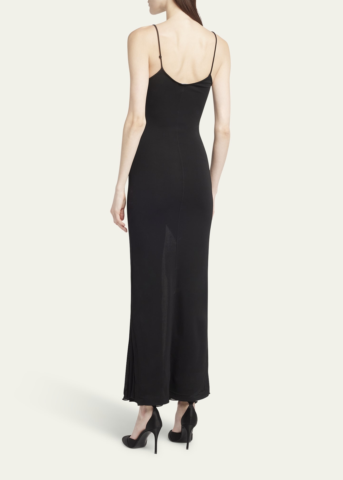 Sheer Skirt Panel Jersey Dress - 3
