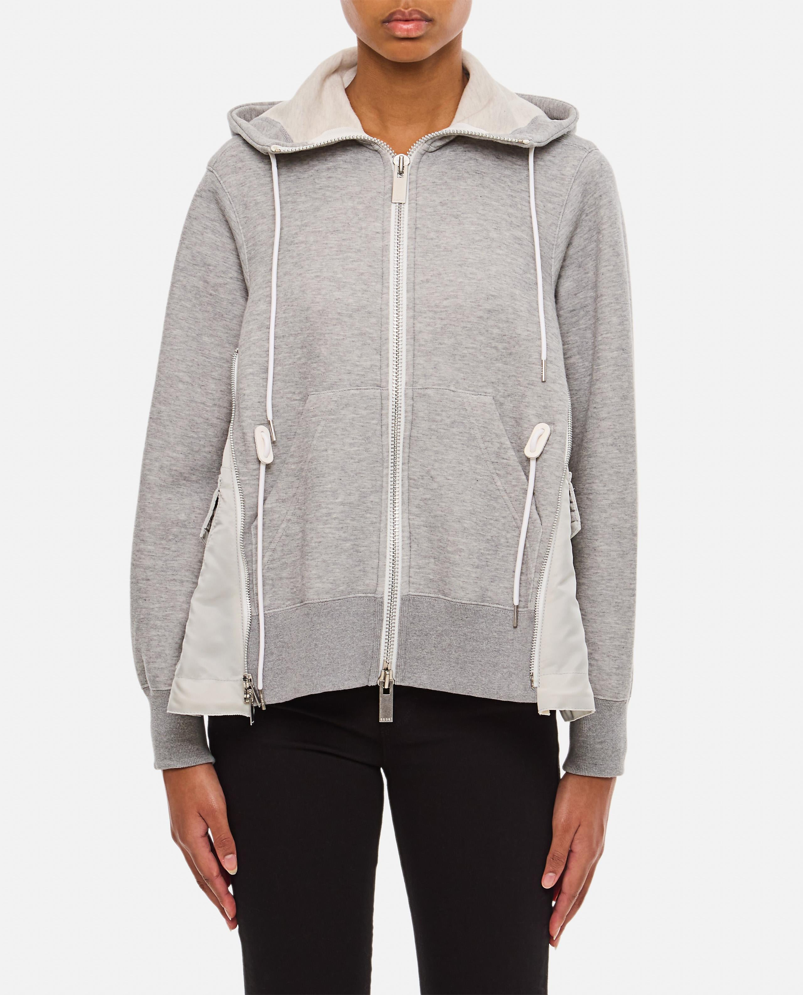 SPONGE SWEAT X NYLON TWILL HOODIE - 1