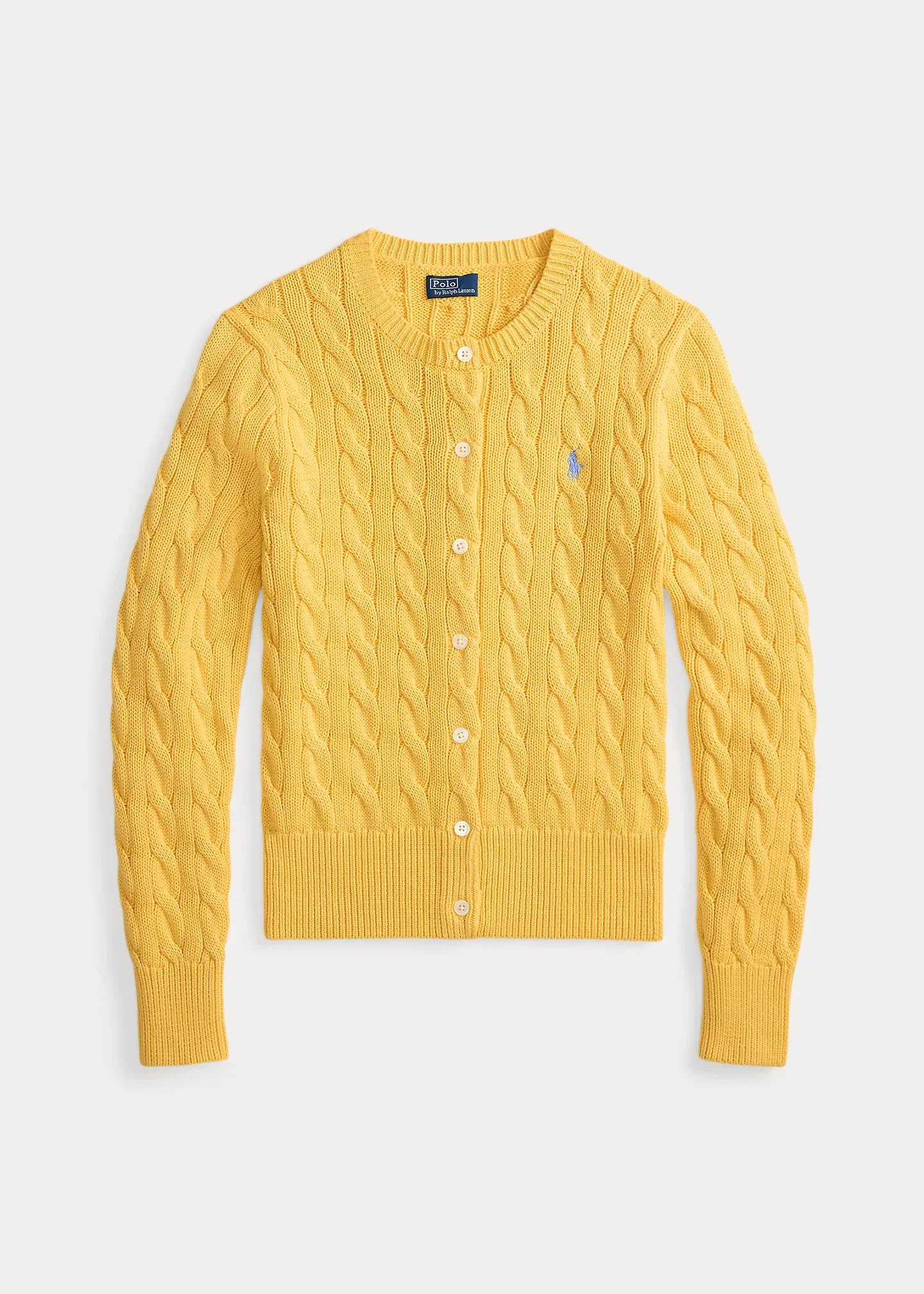 Cable-Knit Cotton Crewneck Cardigan - 1