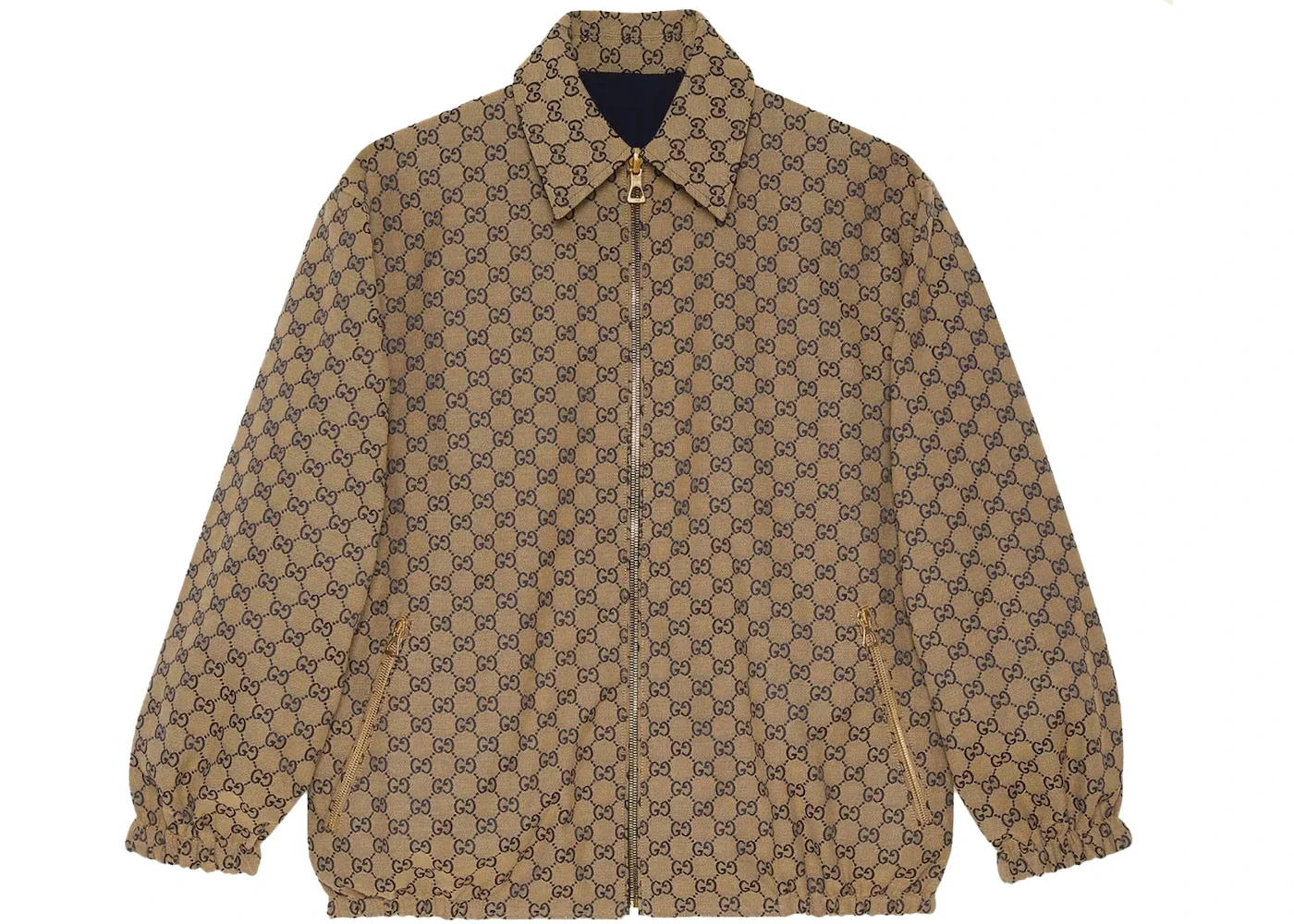 Gucci All Over GG Harrington Reversable Jacket Beige Navy - 1