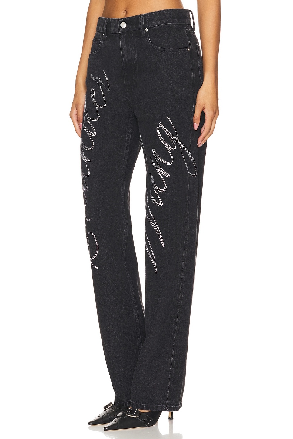 関税送料込Alexander Wang EZ logo-Embellished Jeans Alexander Wang EZ logo-embellished Jeans | Grey | FARFETCH