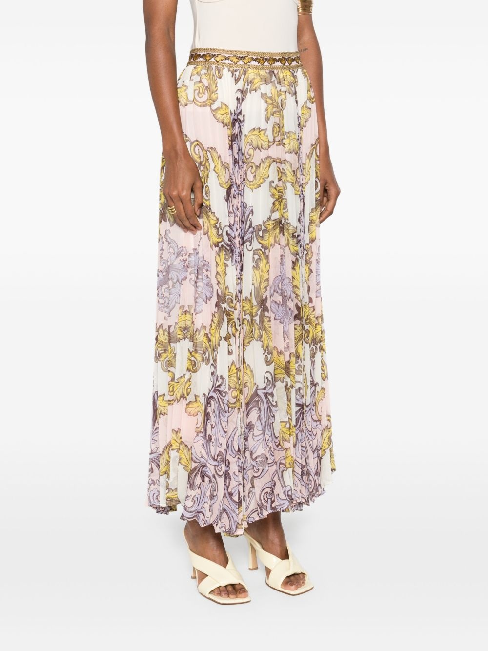 embroidered-waistband maxi skirt - 3
