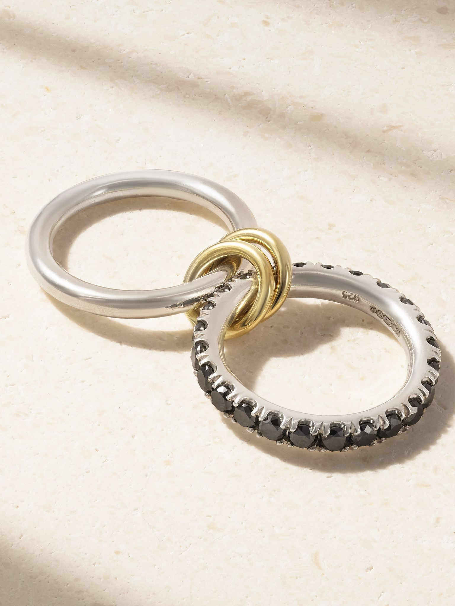 Enzo set of two 18-karat gold, sterling silver and diamond rings Silver - 3