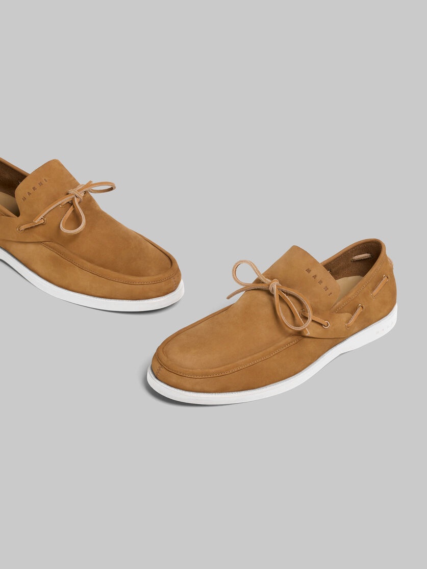 BROWN NUBUCK BOAT LOAFER - 5