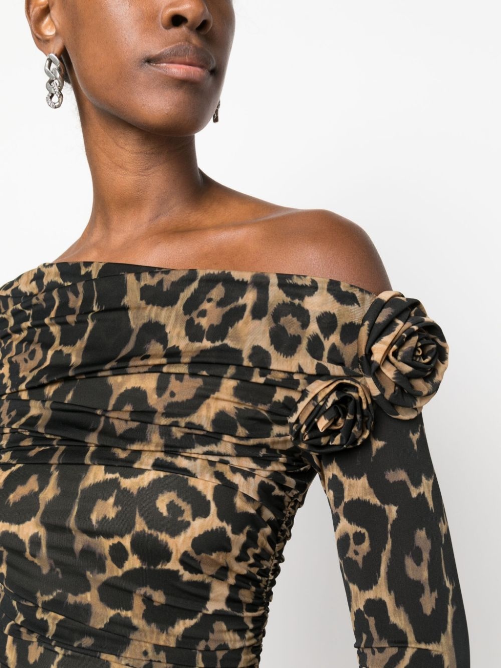 rose-appliquÃ© leopard-print dress - 5