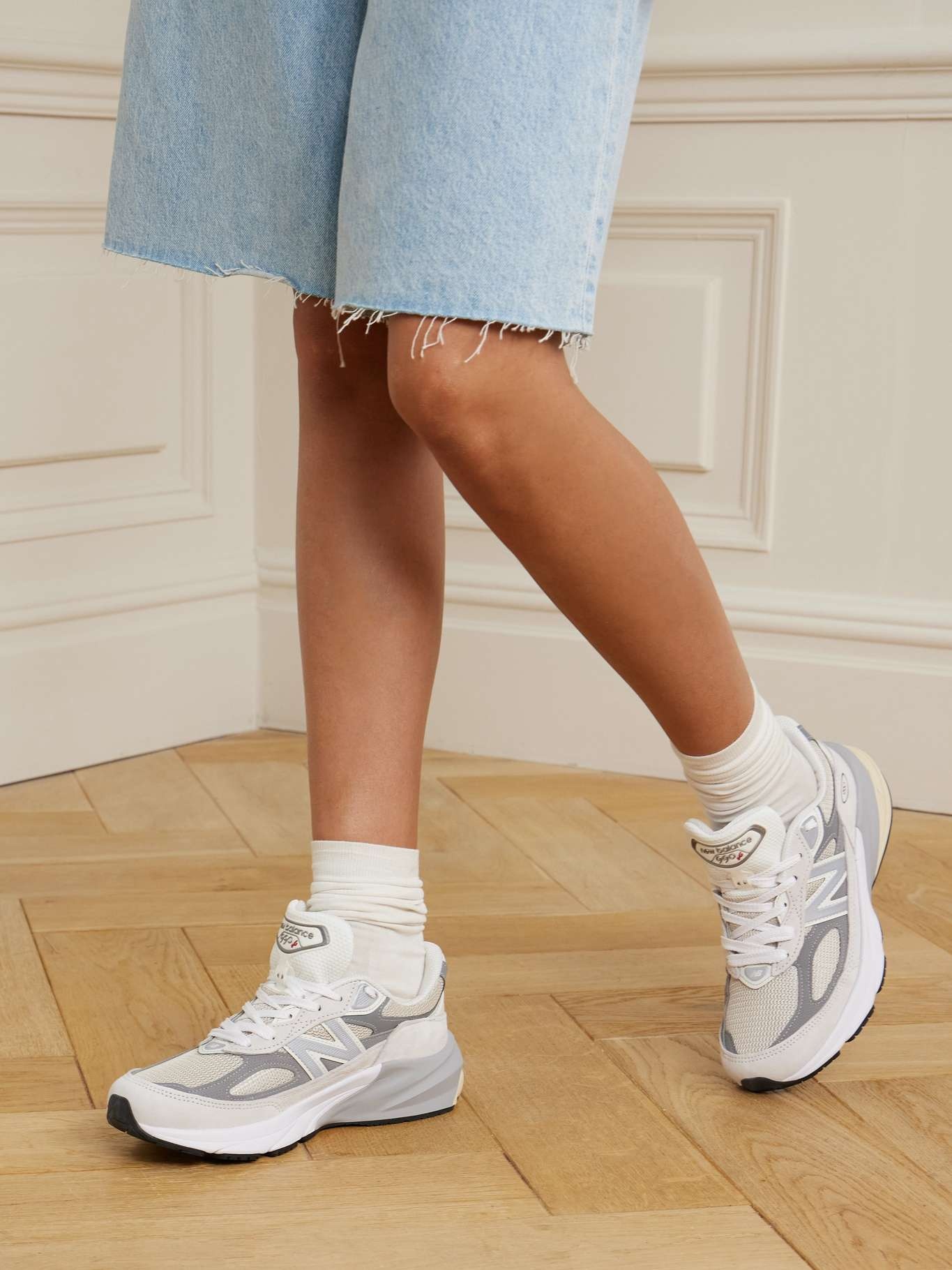 990v6 leather-trimmed suede and mesh sneakers - 2