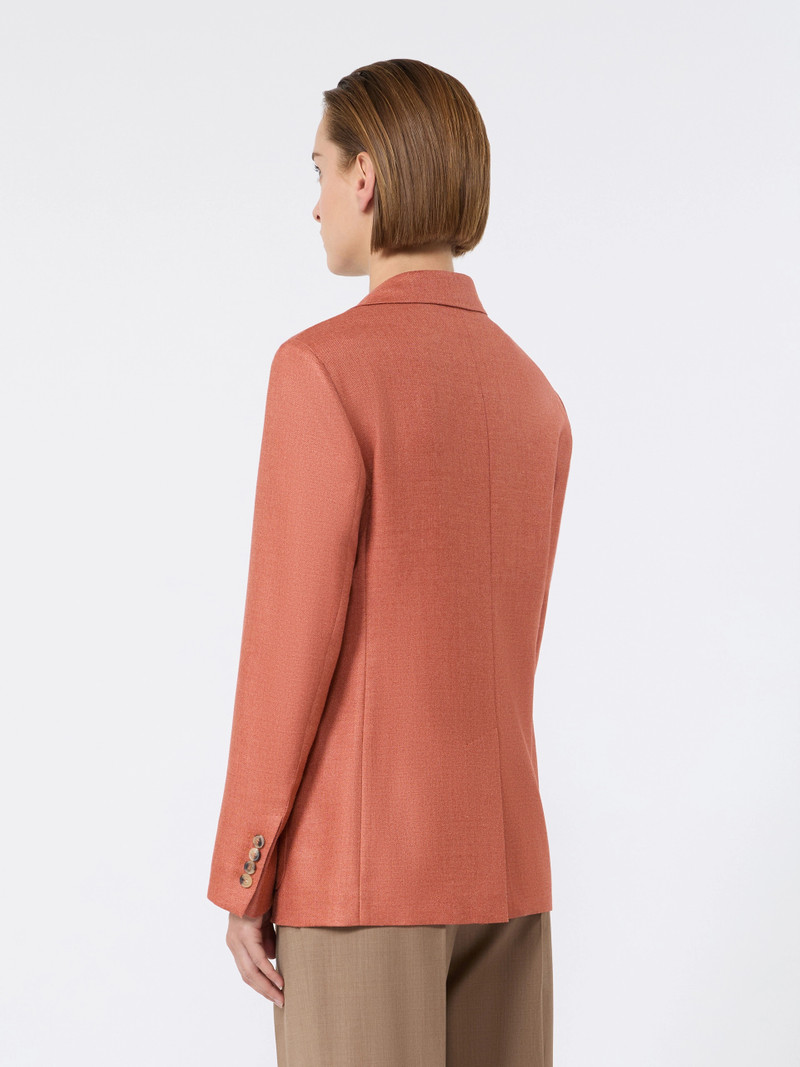 PESCHE Single-breasted wool and silk canvas blazer - CORAL 4