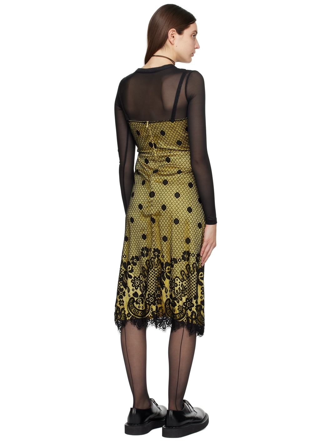 Yellow & Black Washed Midi Dress - 3
