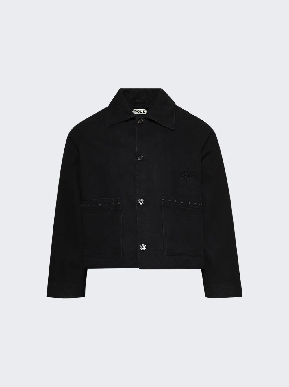 Embroidered Denim Jacket Black - 1