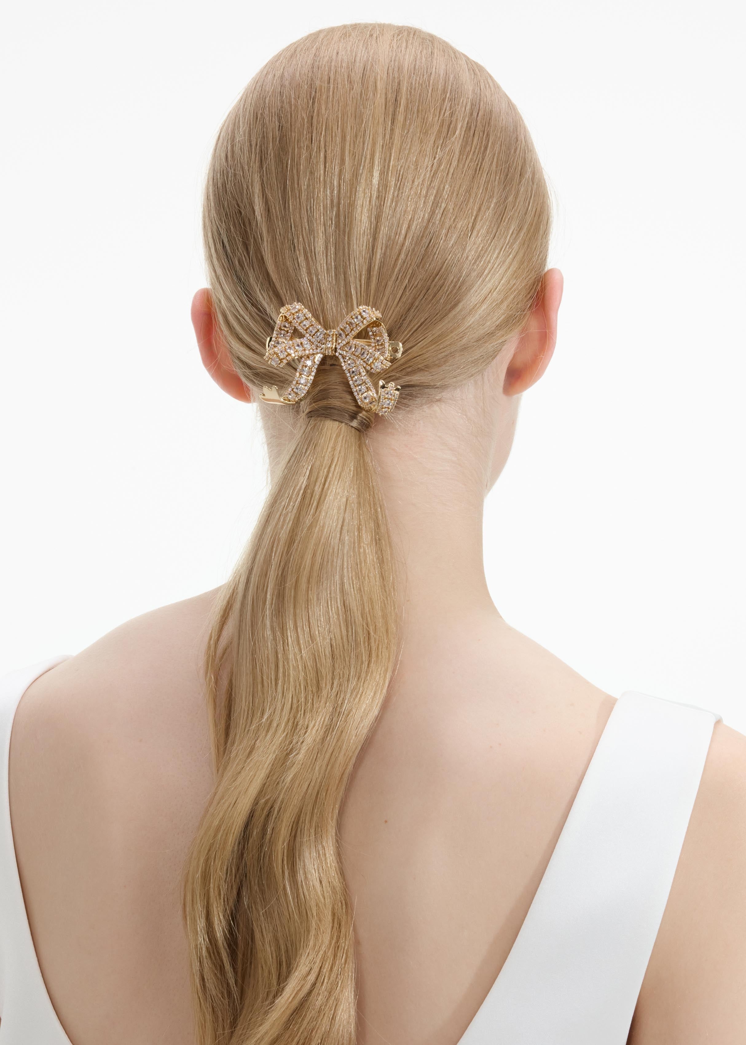 Gold Crystal Bow Hair Clip - 3