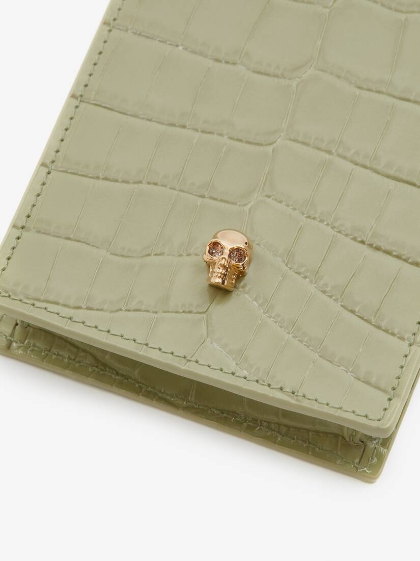 Skull Phone Case With Chain in Sage - 4