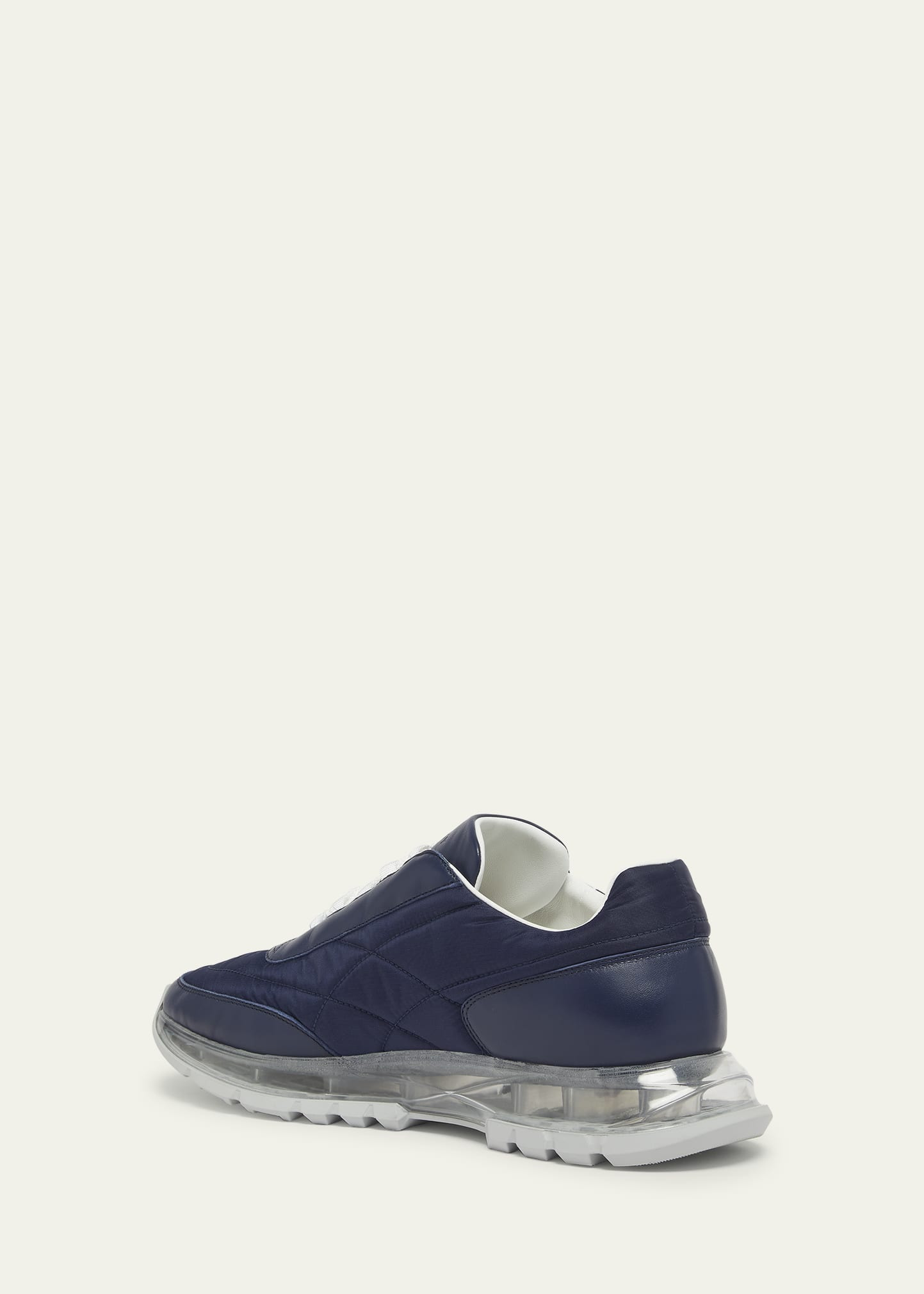 Men's Clear-Sole Nylon and Leather Sneakers - 4