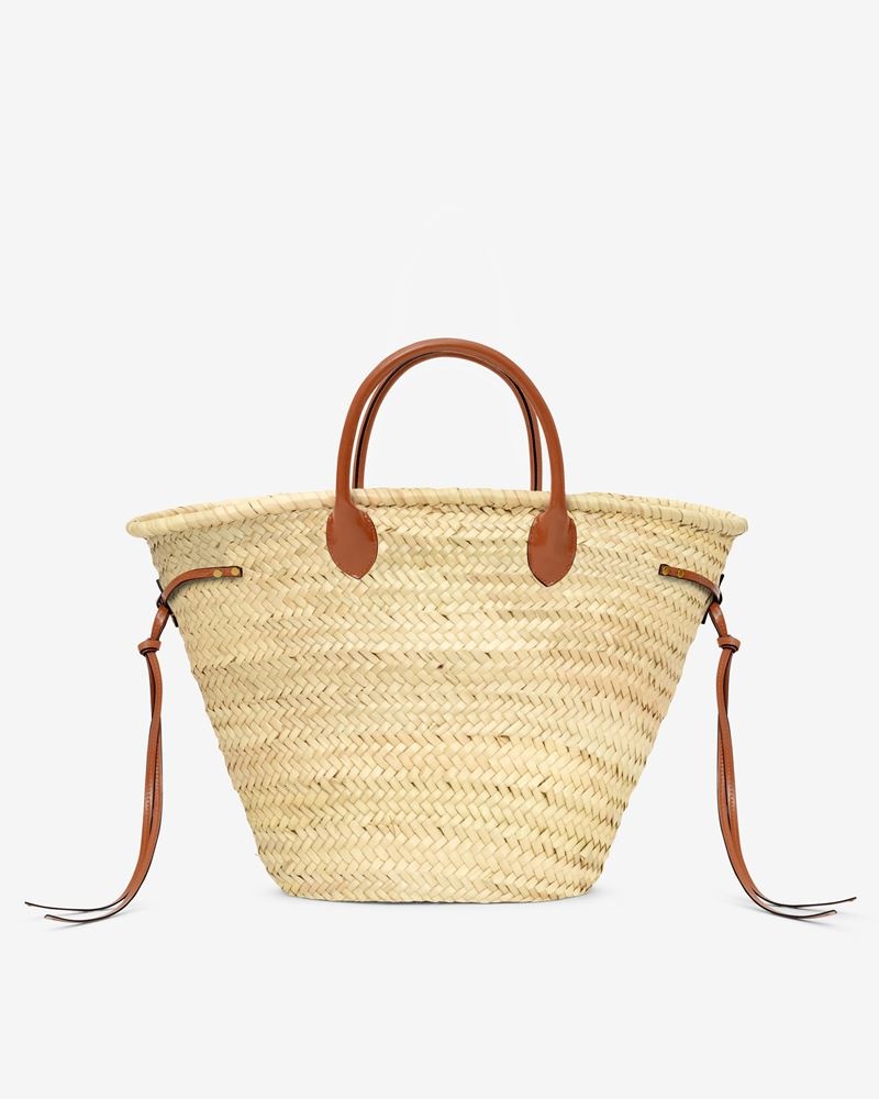 CADIX RAFFIA AND LEATHER BASKET BAG - 2