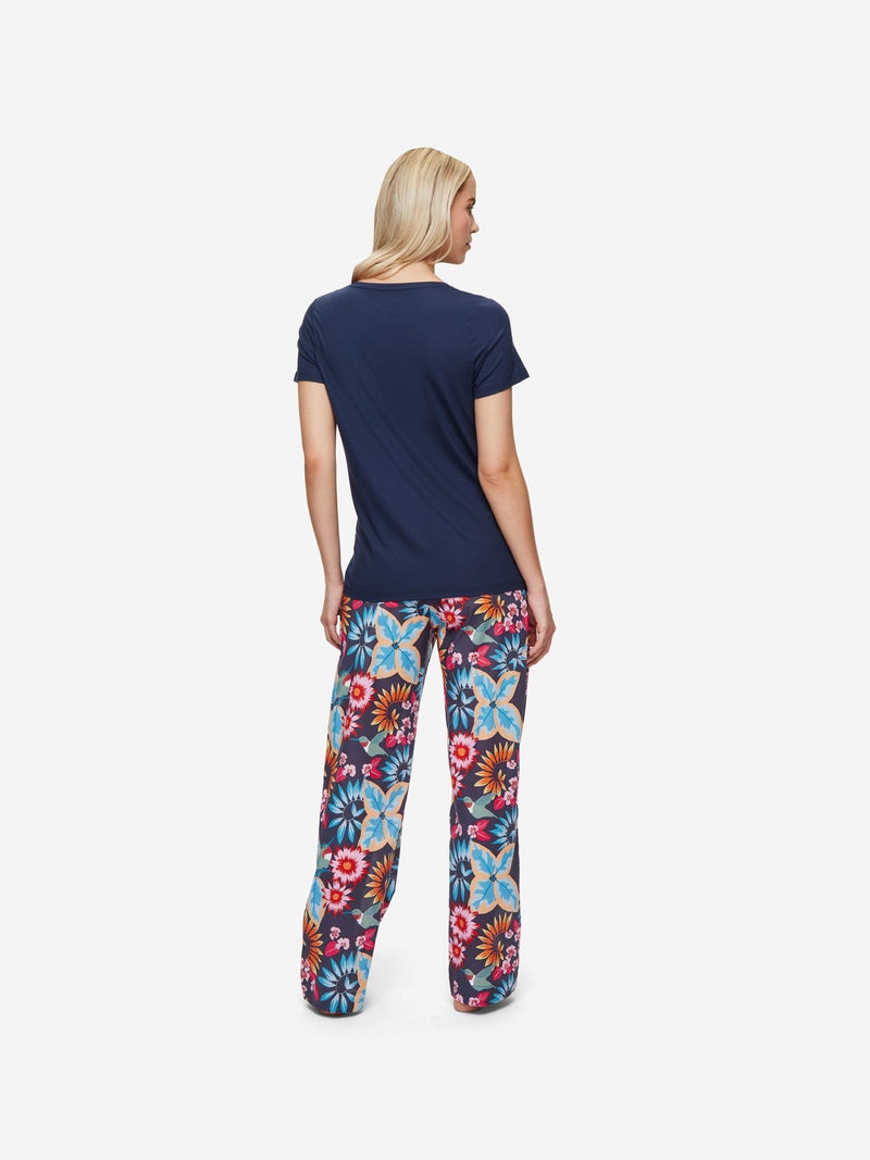 Women's Lounge Trousers Ledbury 60 Cotton Batiste Navy - 4