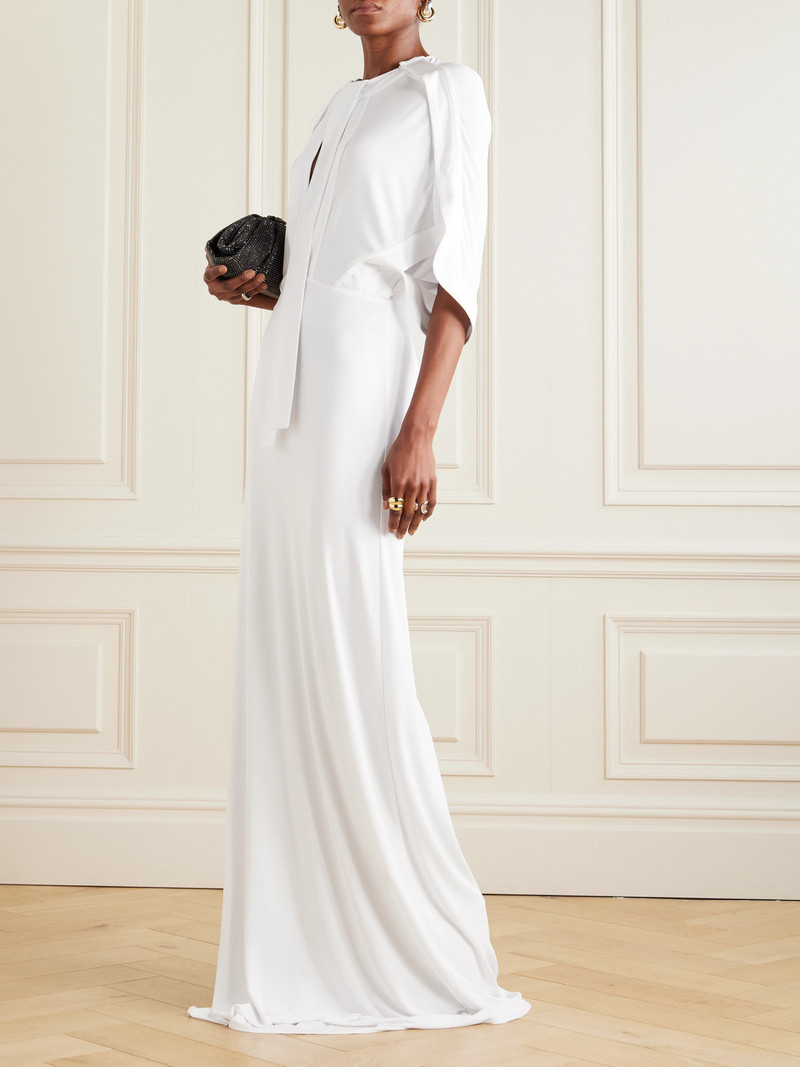 16ARLINGTON Elian Tie-neck Draped Stretch-jersey Maxi Dress outlook