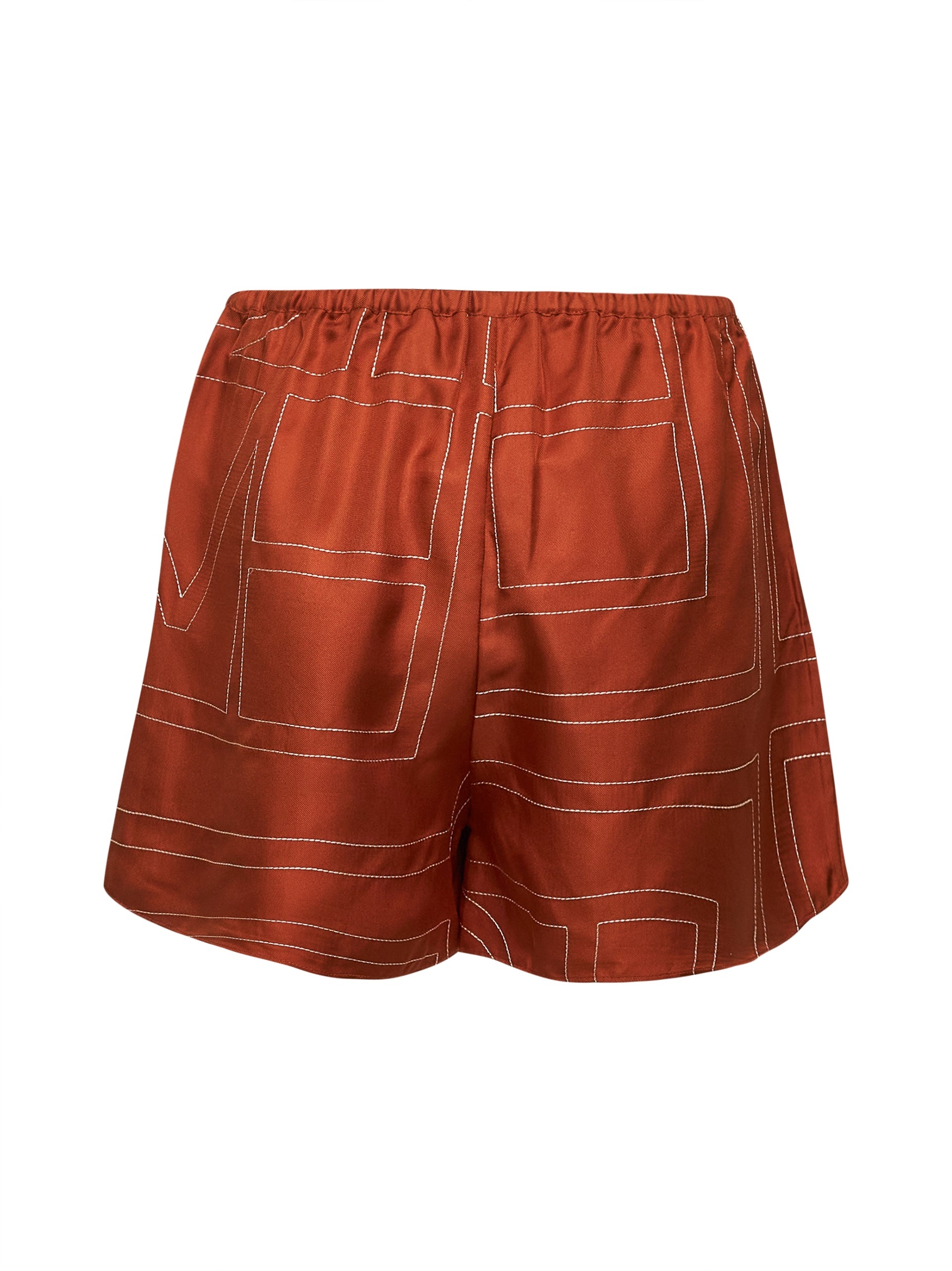Orange silk twill Monogram pajama shorts - 2