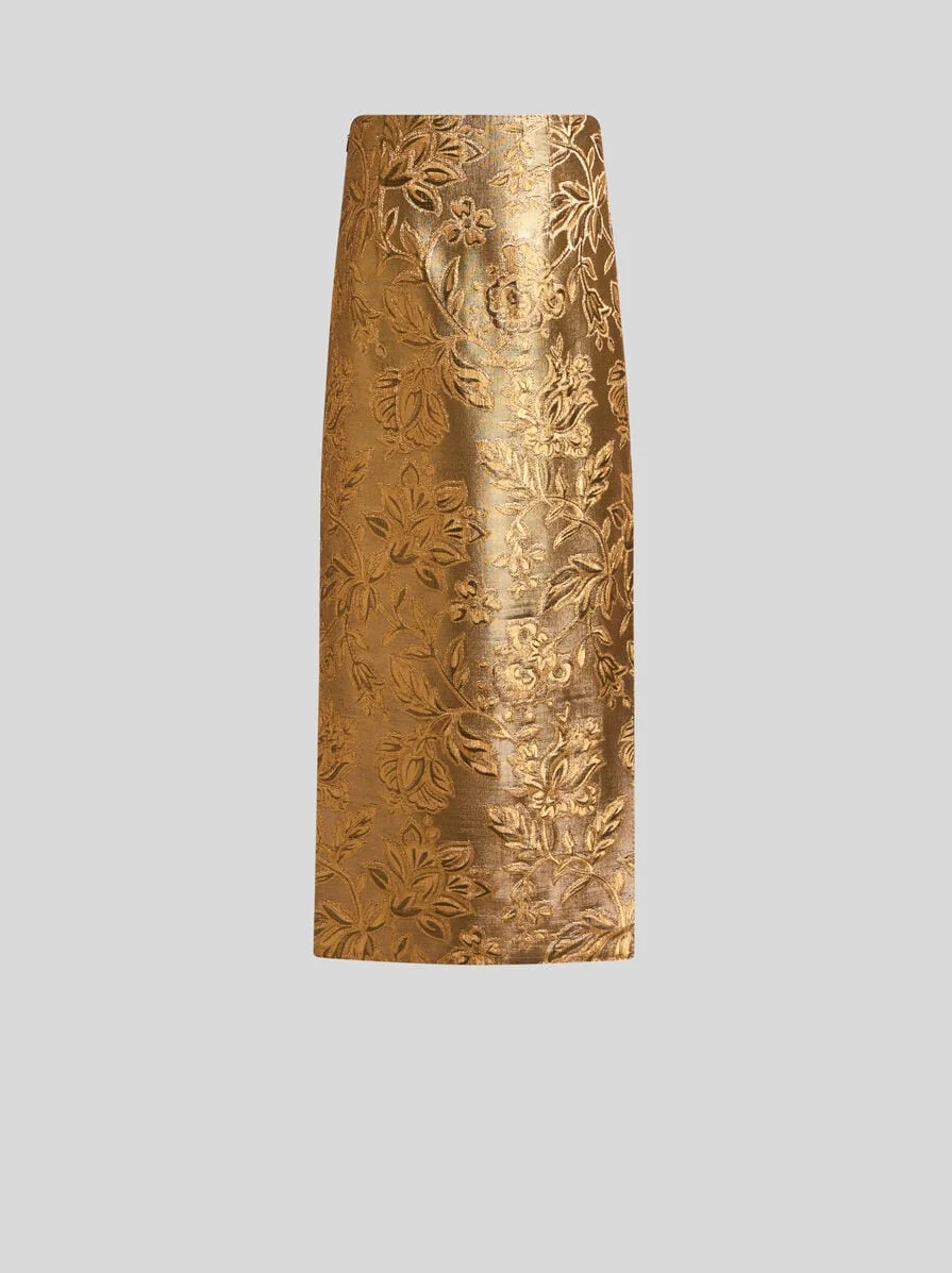 JACQUARD MIDI SKIRT WITH FLORAL MOTIF - 1