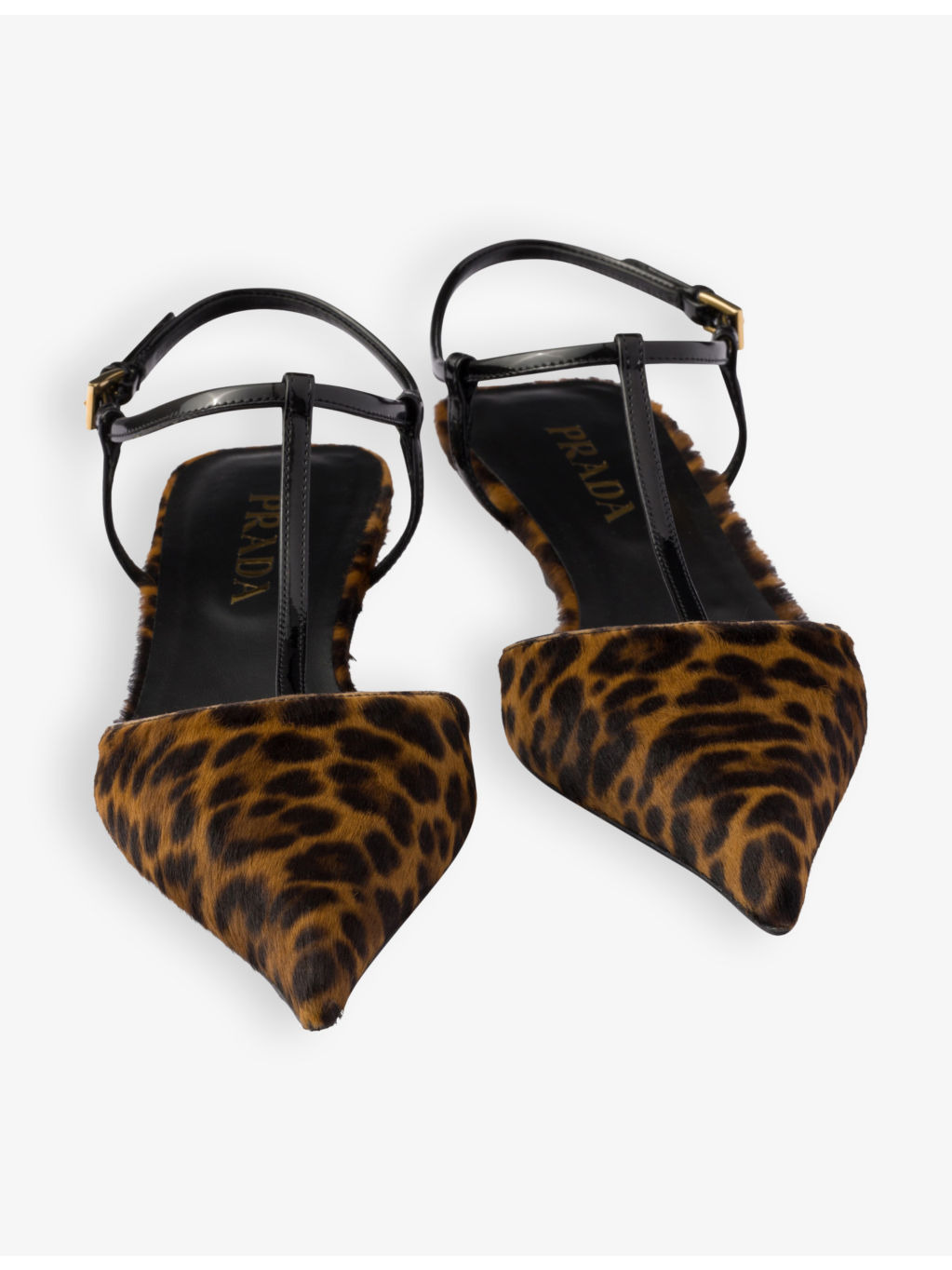 Logo-plaque leopard leather heeled courts - 6