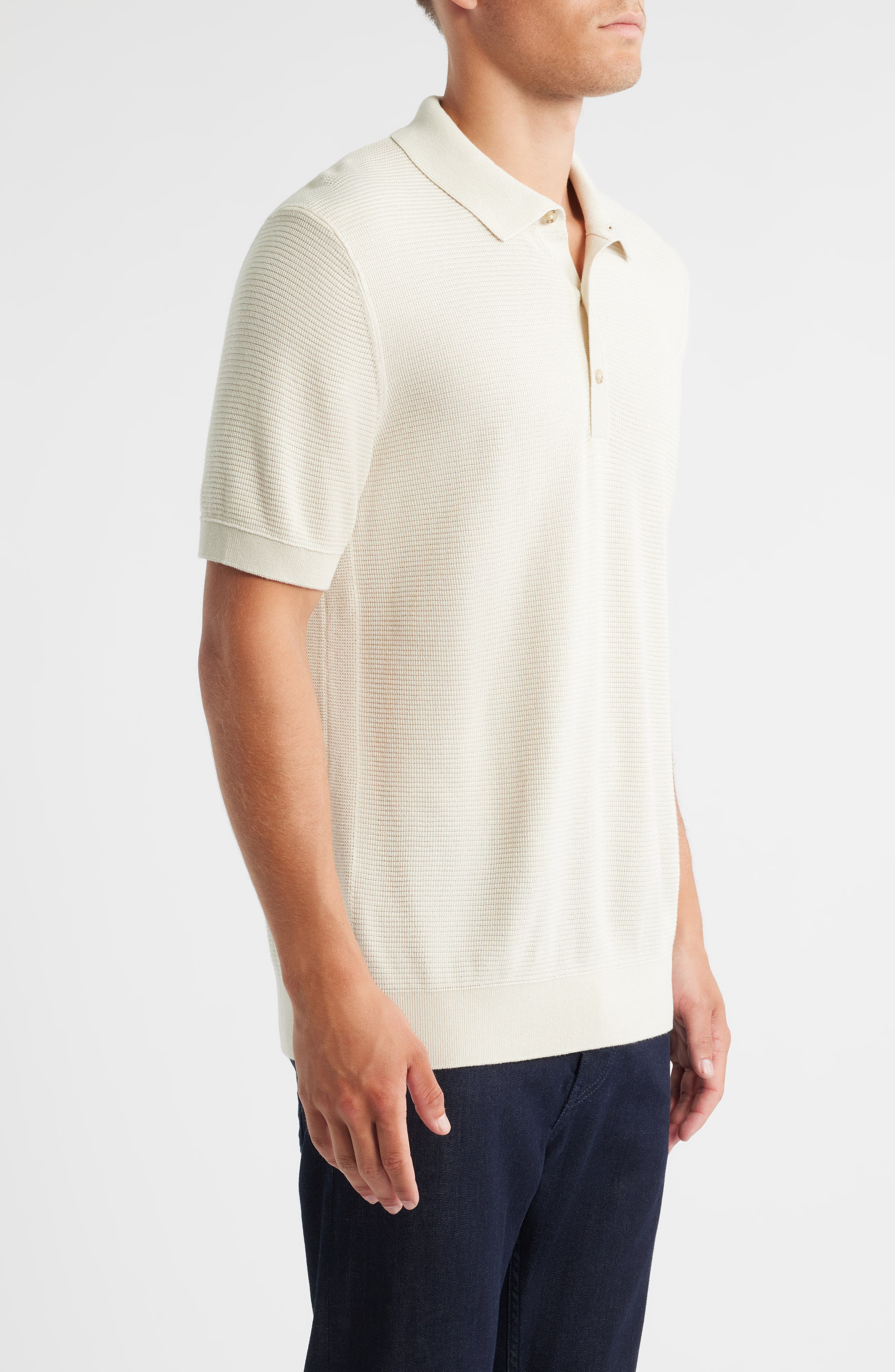 BOSS Iannotti Cotton Blend Polo in Open White at Nordstrom - 3