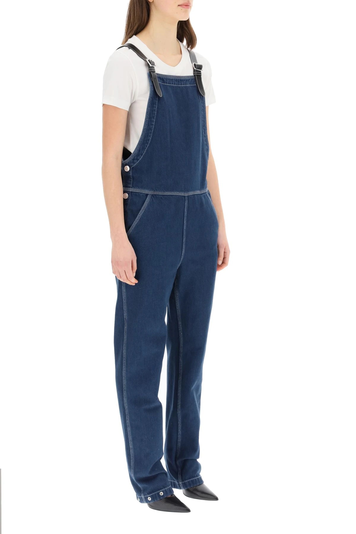 square-neck slim-cut dungarees - 4