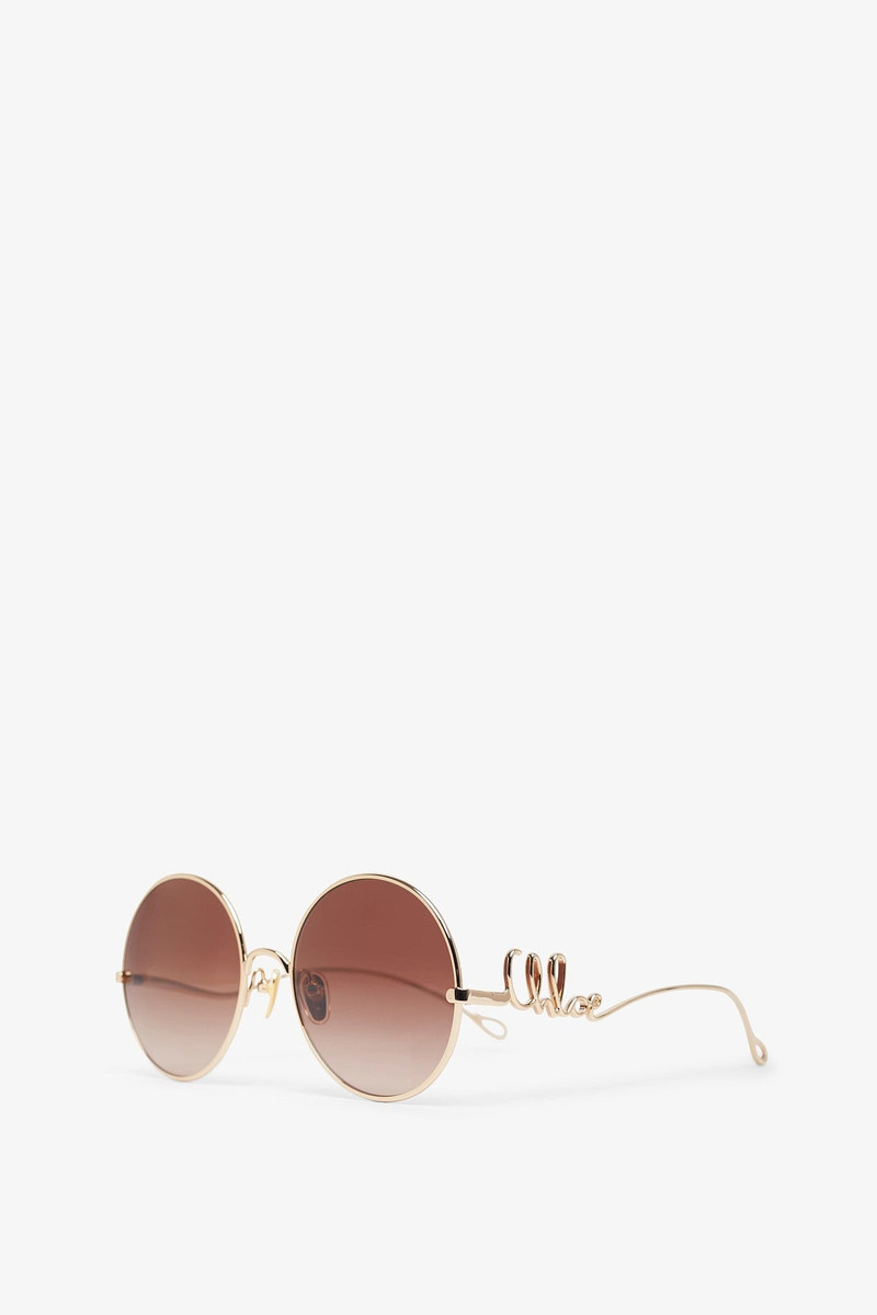 Chloé Round gold brown sunglasses outlook