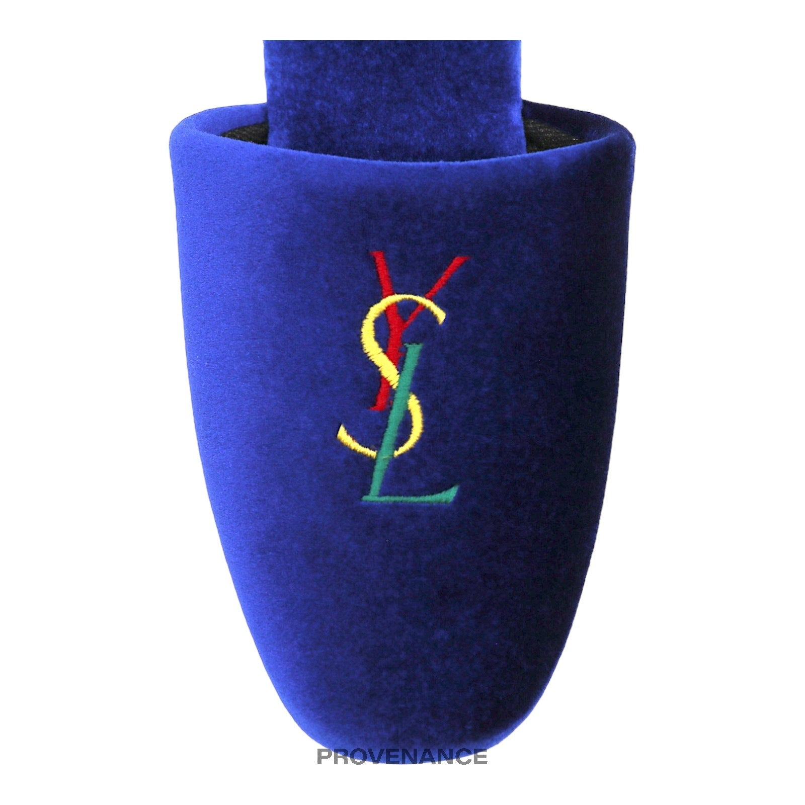 Yves Saint Laurent YSL Logo Slipper - Blue Velour - 5