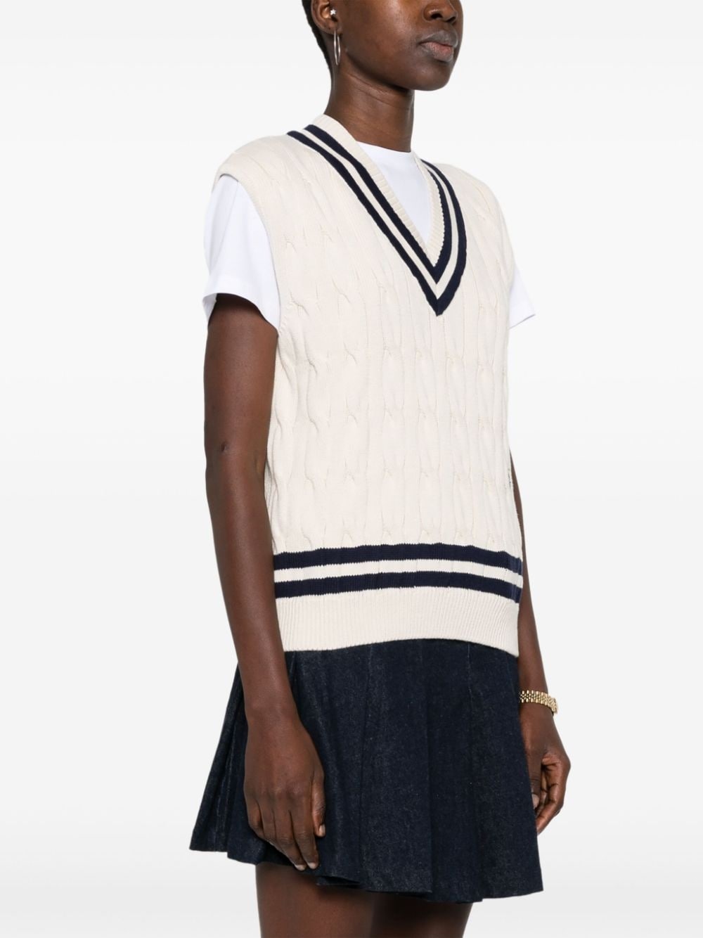 cable-knit knitted top - 3