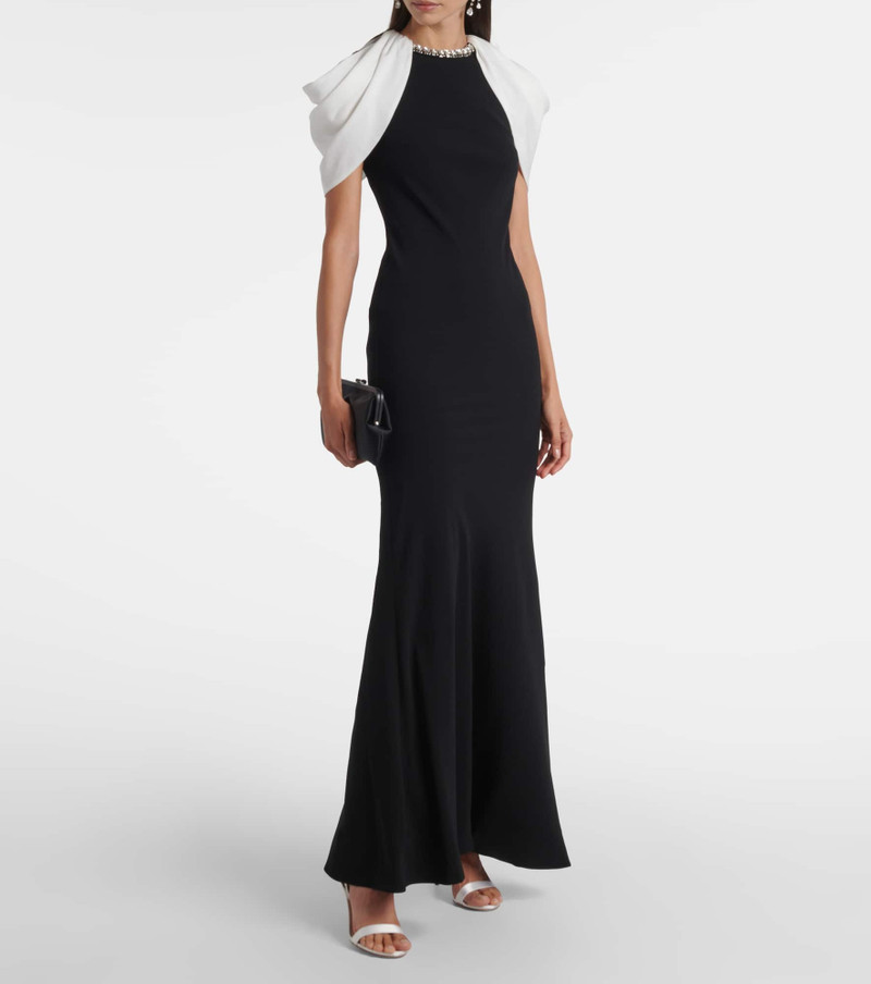 ROLAND MOURET Embellished caped satin crêpe gown outlook