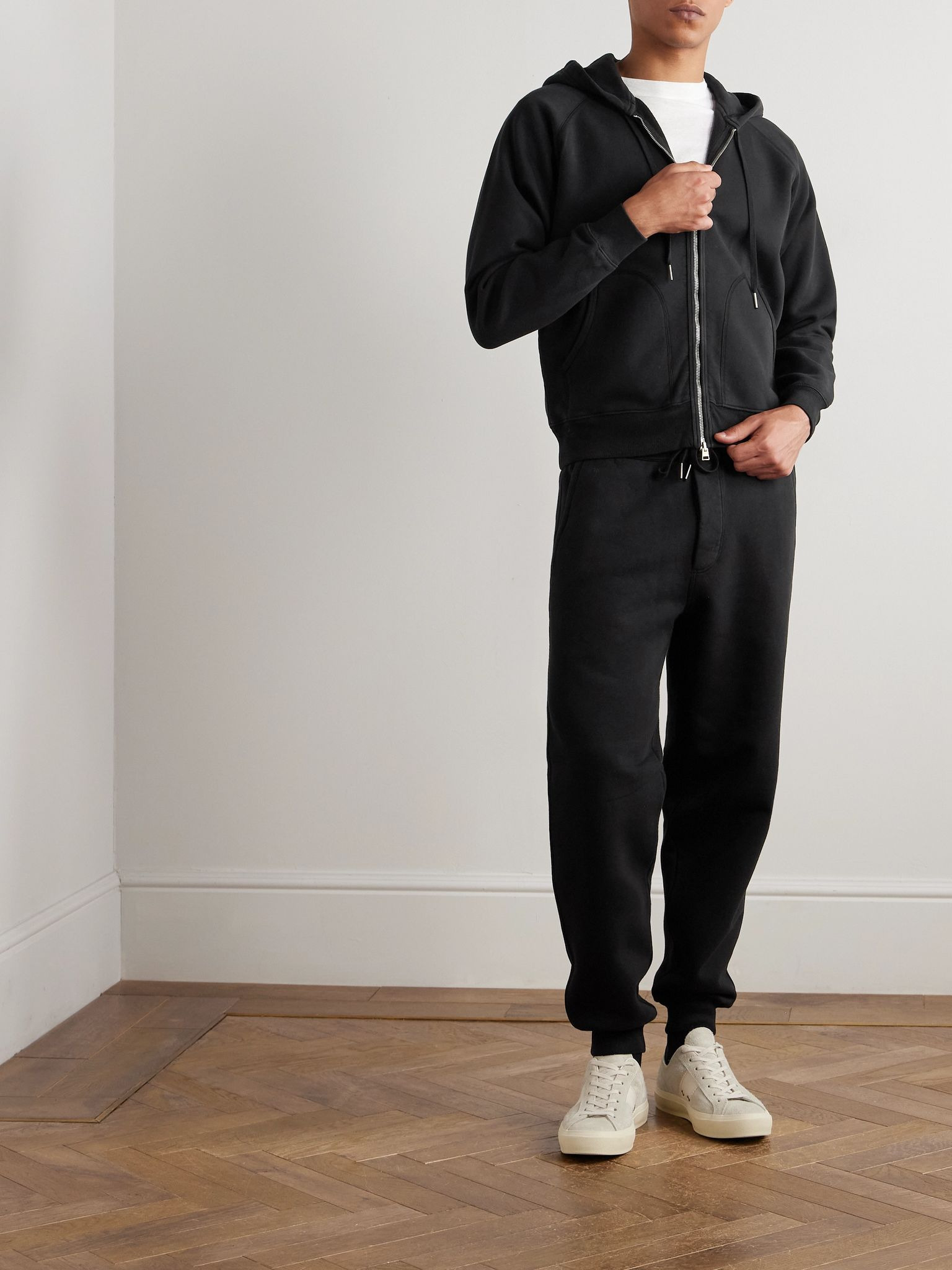 Tapered Cotton-Jersey Sweatpants Black - 2