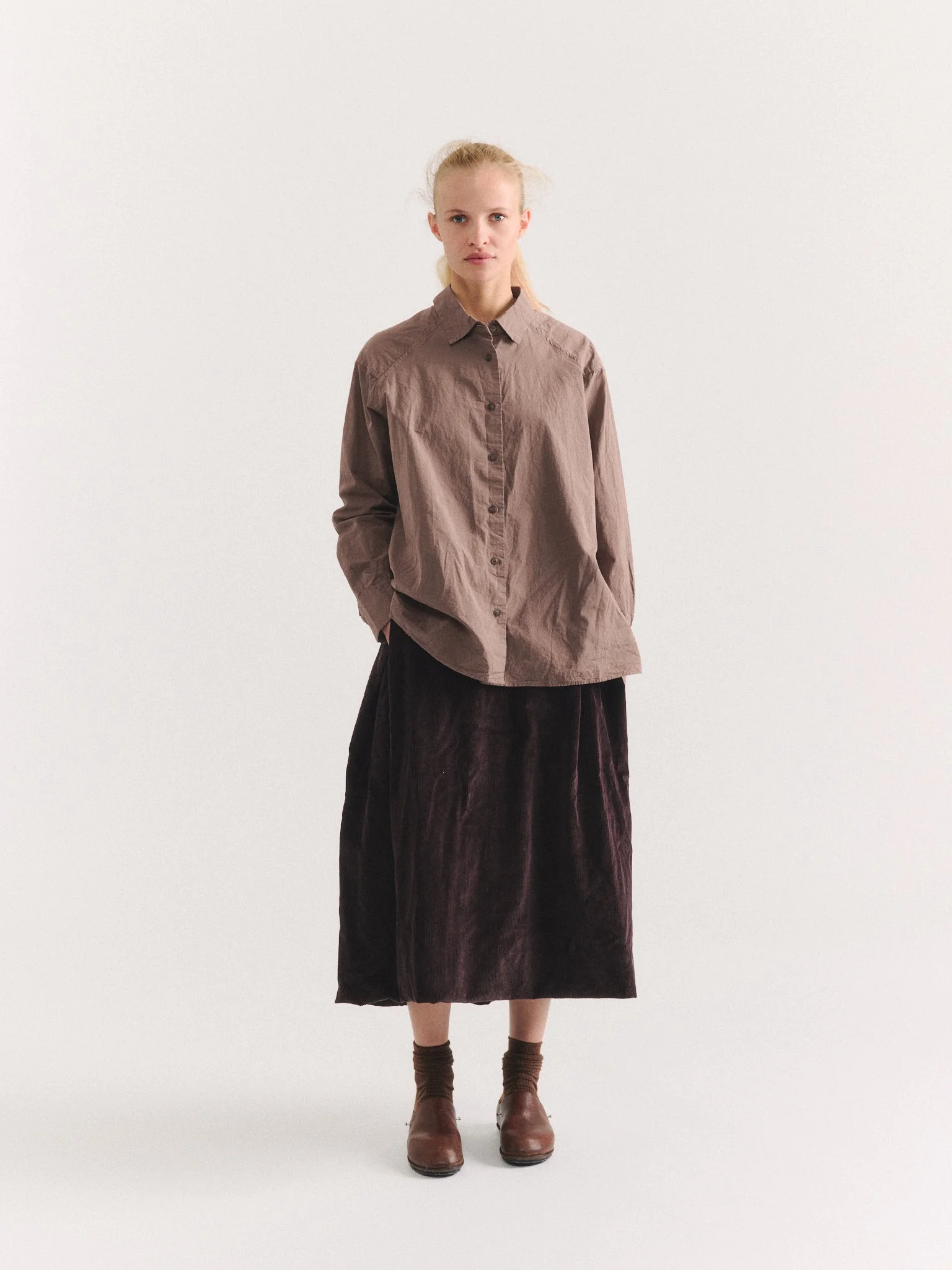 DRAYS TRAVAIL SHIRT - PAPER COT - CLAY - 1