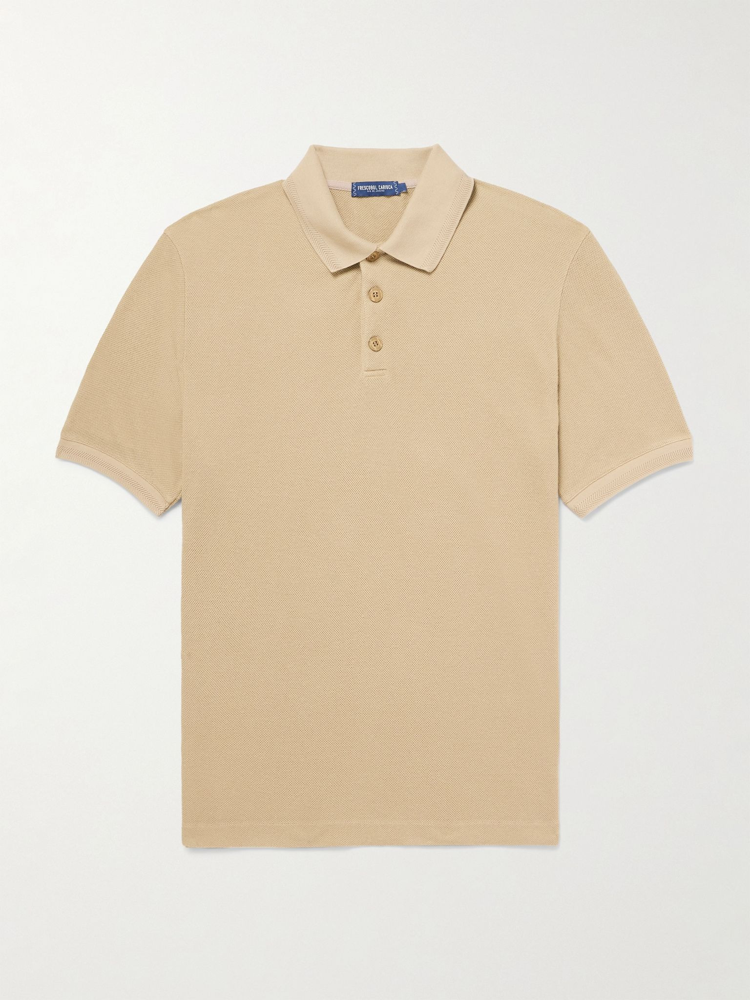 Horacio Modal and Linen-Blend Piqué Polo Shirt Brown - 1