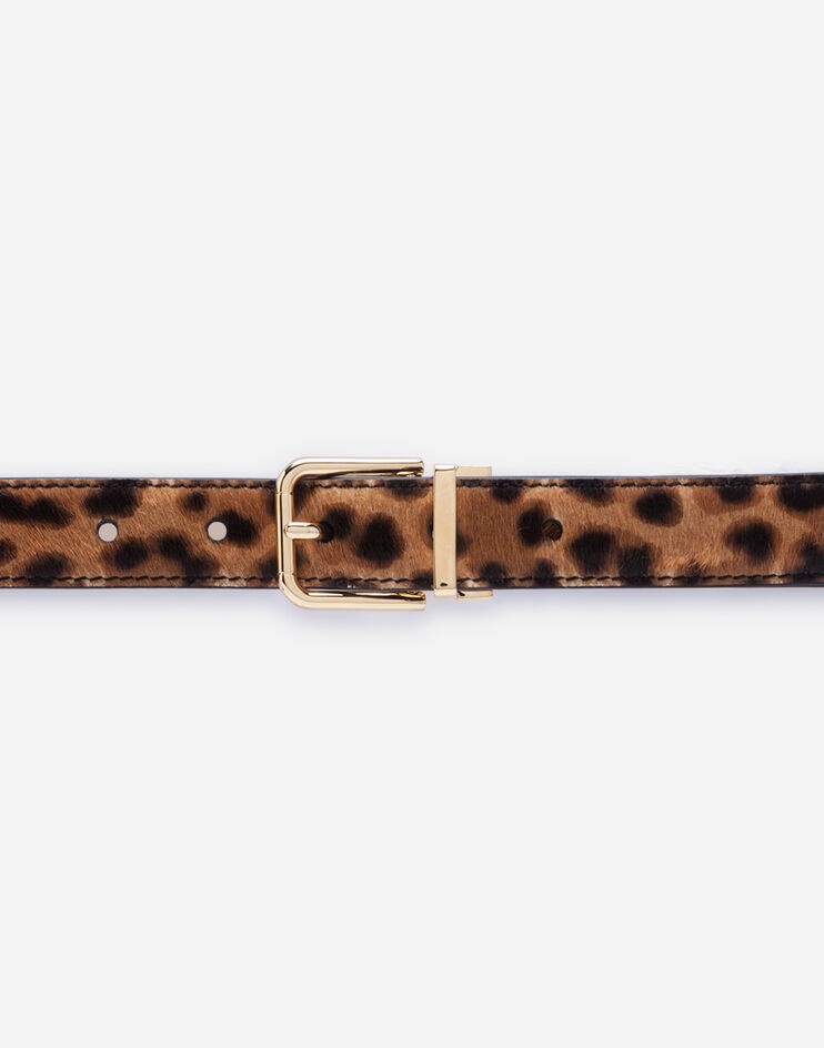 Leopard print belt in pony-style calfskin - 3