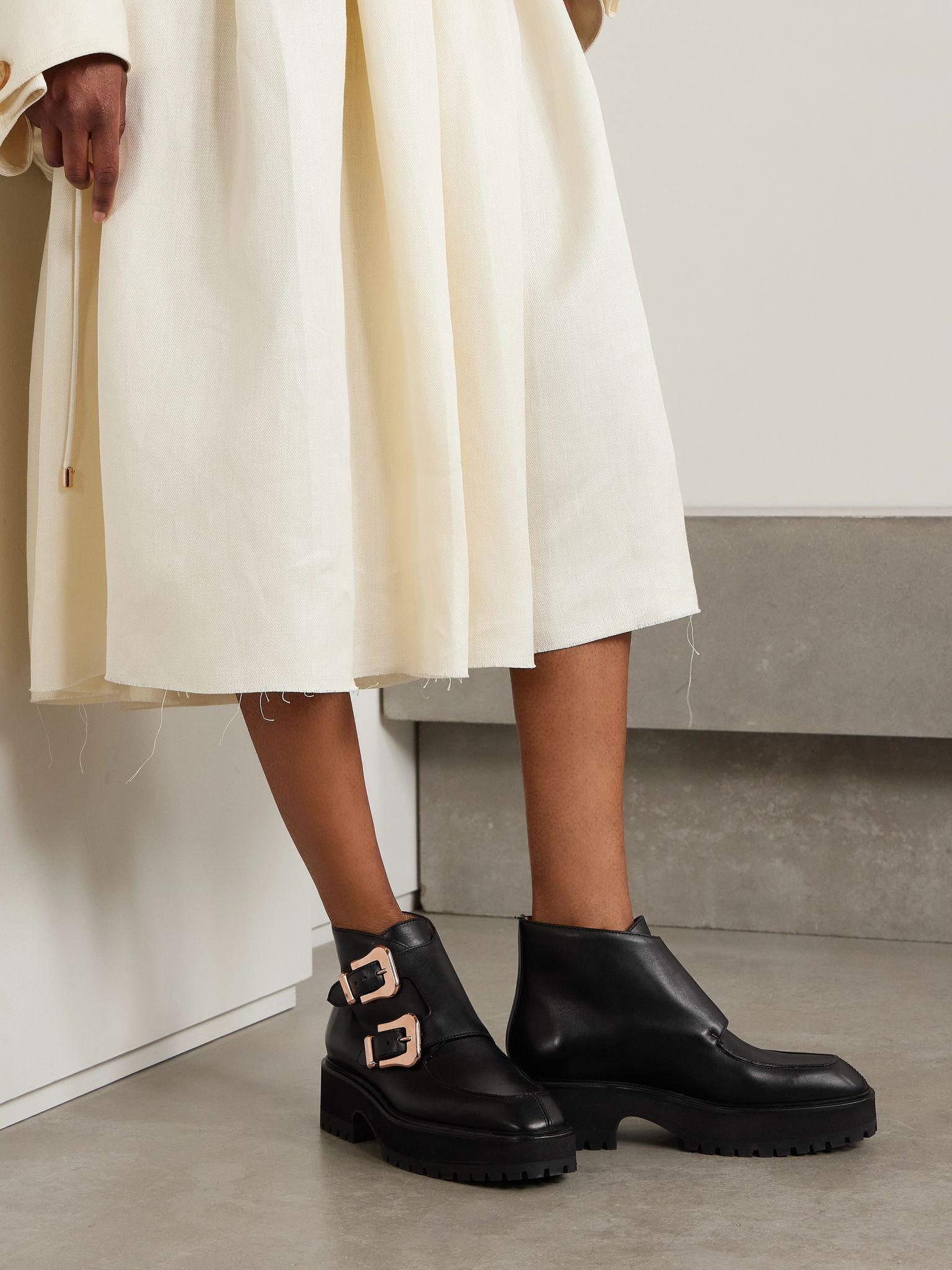 Apollo buckled leather ankle boots Black - 2