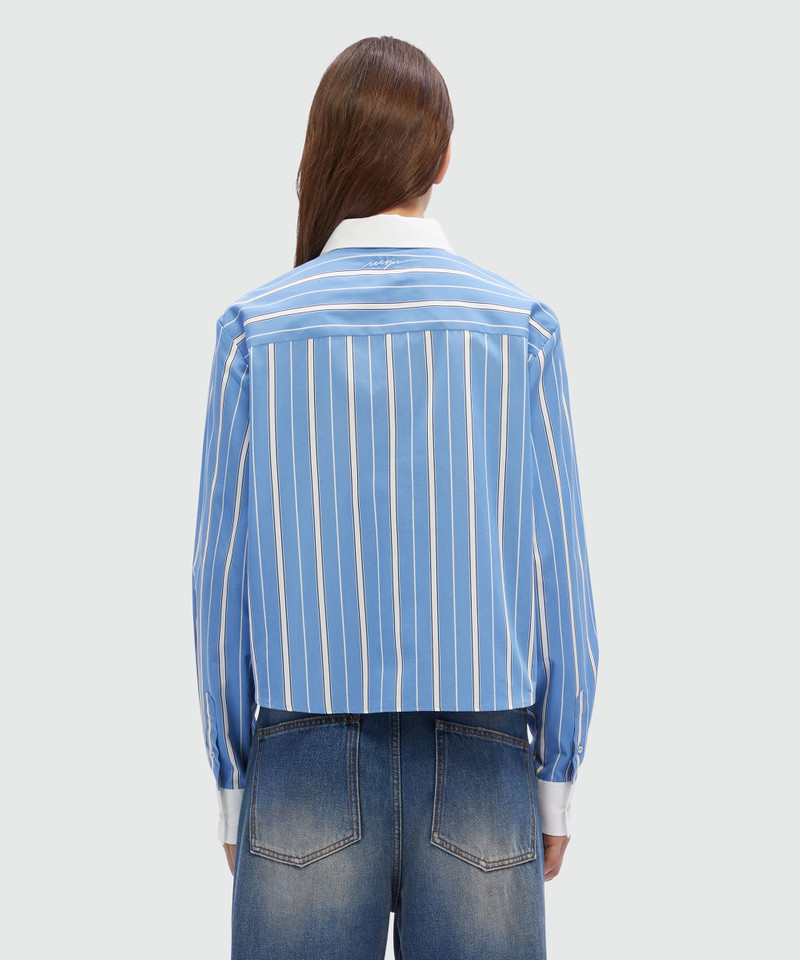 Striped light blue poplin shirt with sun detail 3