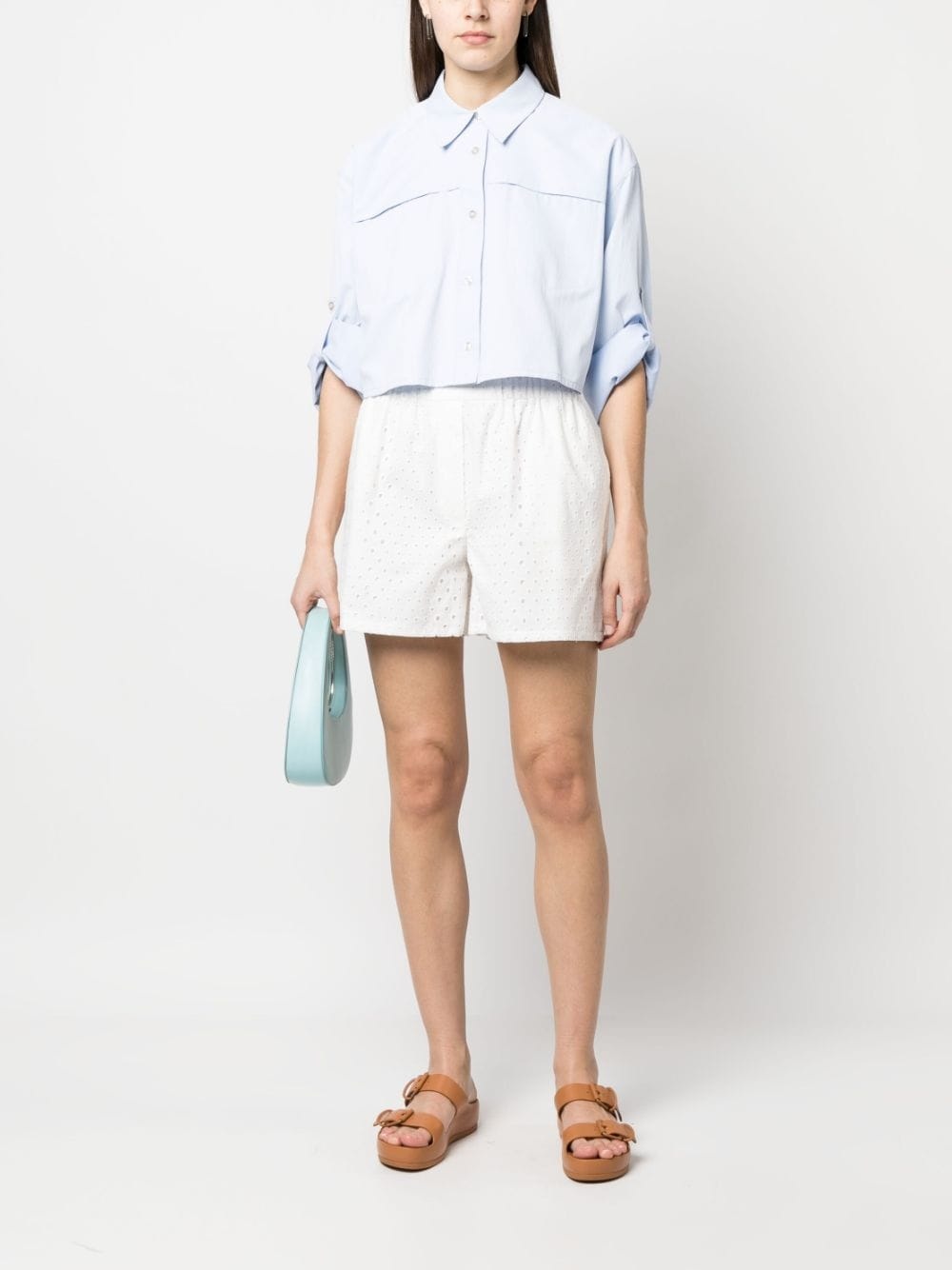 broderie anglaise cotton shorts - 2